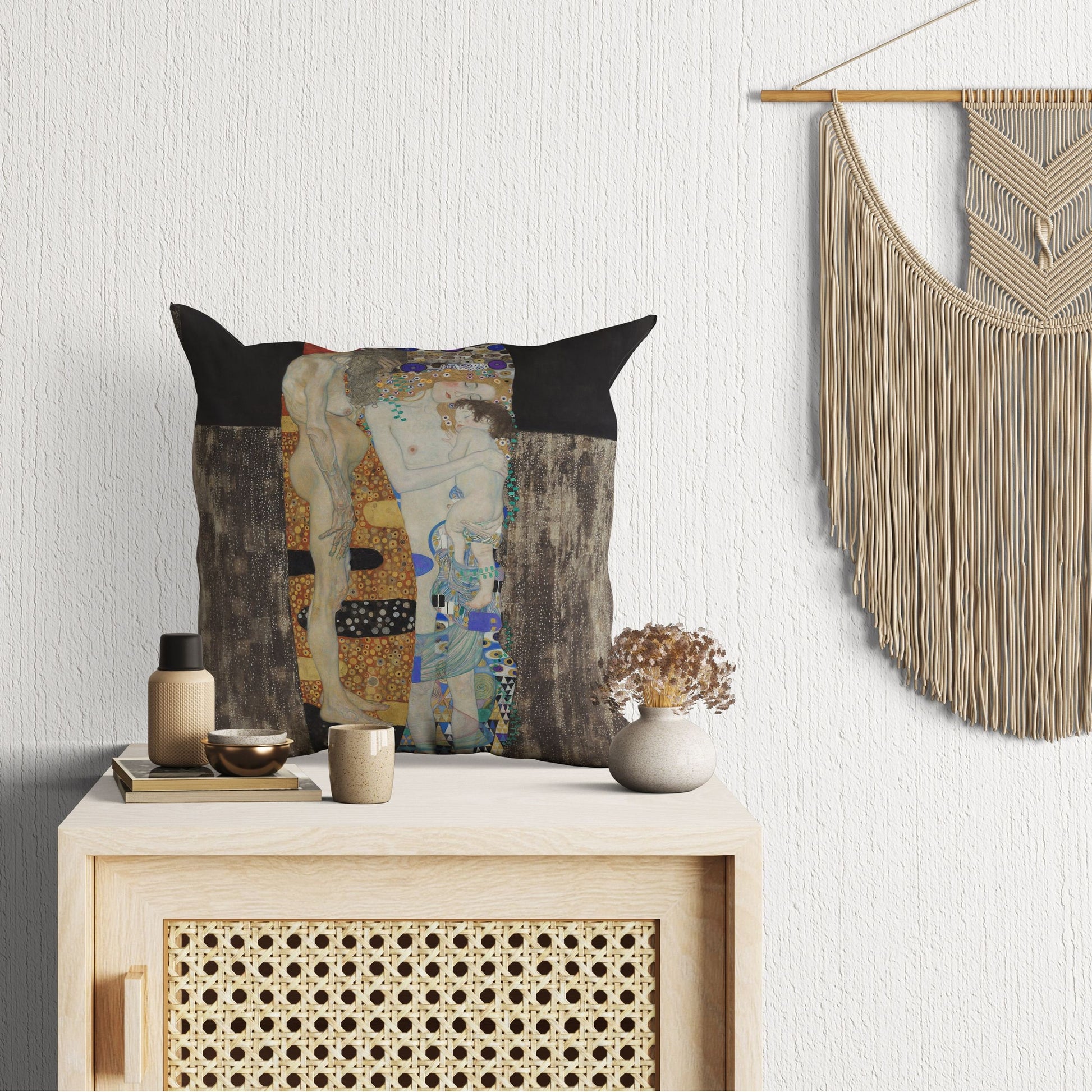 Gustav Klimt Famous Painting The Three Ages Of Woman, Throw Pillow, Abstract Throw Pillow, Artist Pillow, Gold, Art Nouveau Pillow