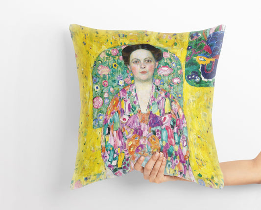 Gustav Klimt Famous Painting Portrait Of Eugenia Primavesi, Tapestry Pillows, Abstract Pillow, Artist Pillow, Colorful Pillow Case