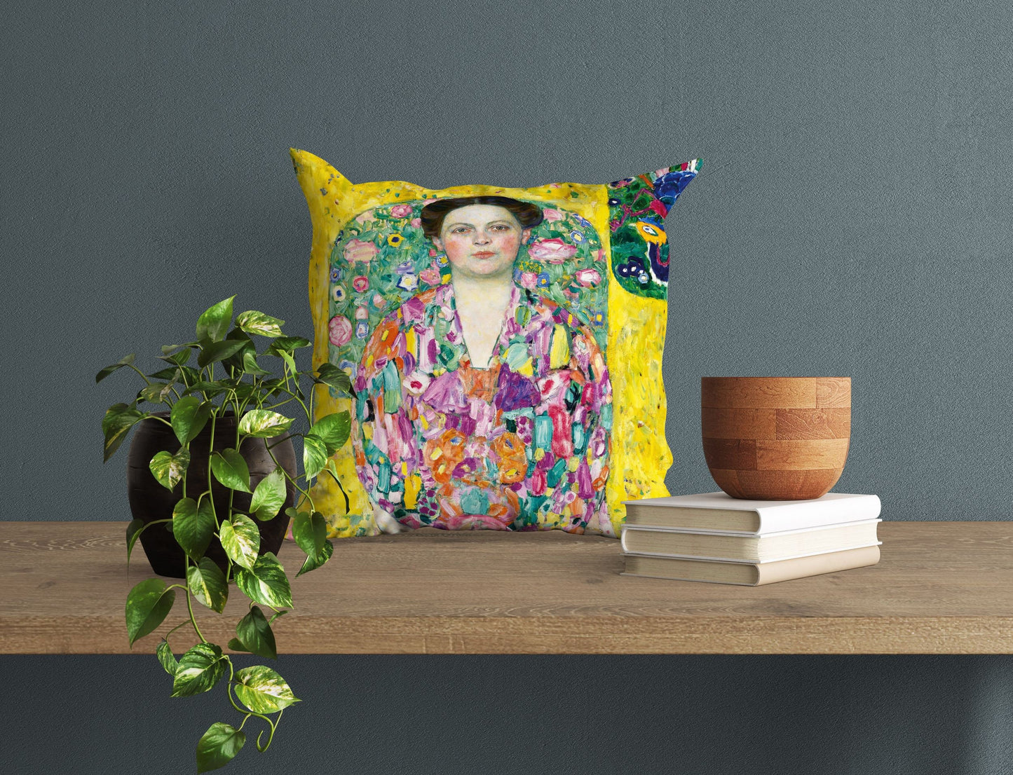 Gustav Klimt Famous Painting Portrait Of Eugenia Primavesi, Tapestry Pillows, Abstract Pillow, Artist Pillow, Colorful Pillow Case