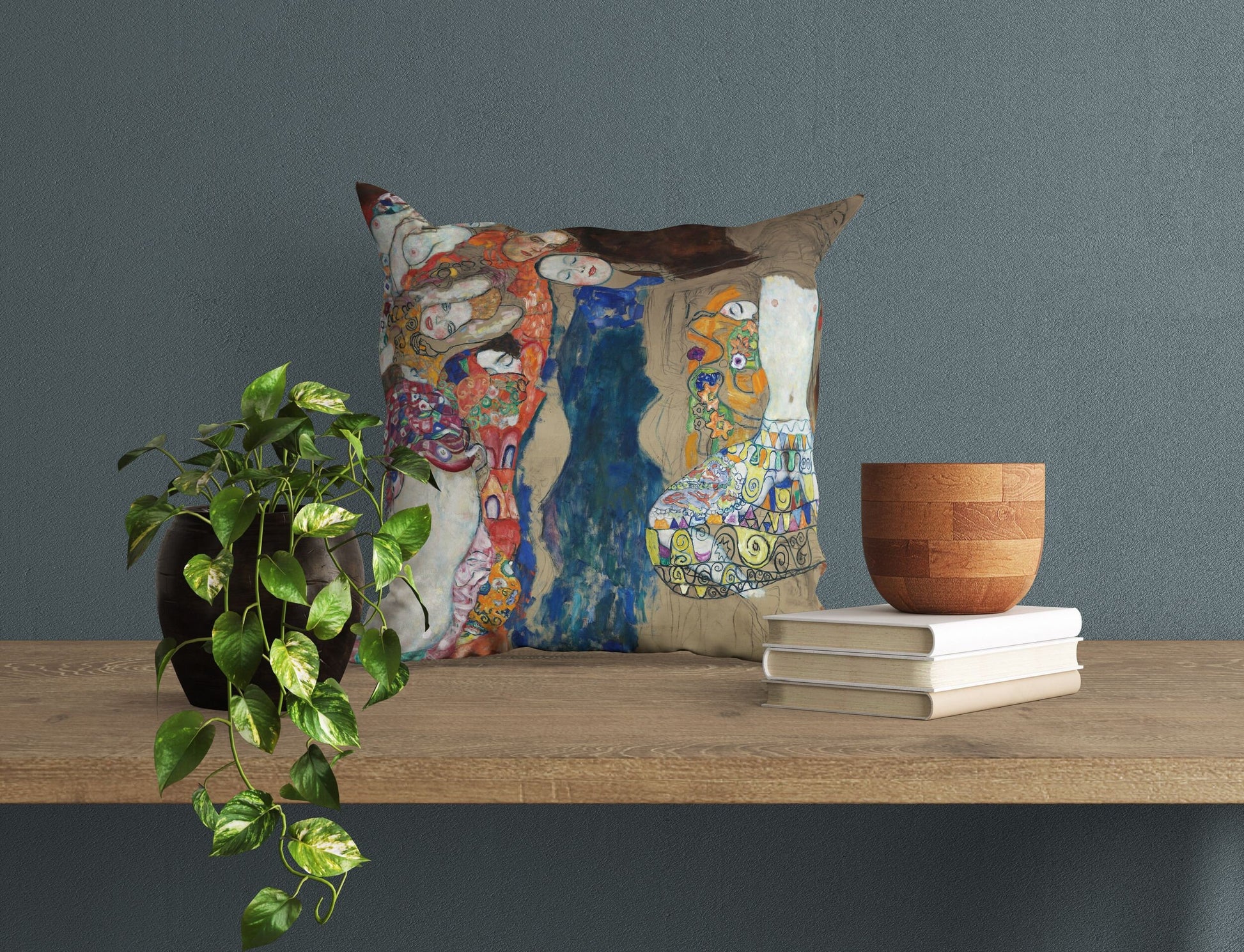 Gustave Klimt The Bride, Throw Pillow, Abstract Throw Pillow, Soft Pillow Cases, Colorful Pillow Case, Contemporary Pillow, Square Pillow