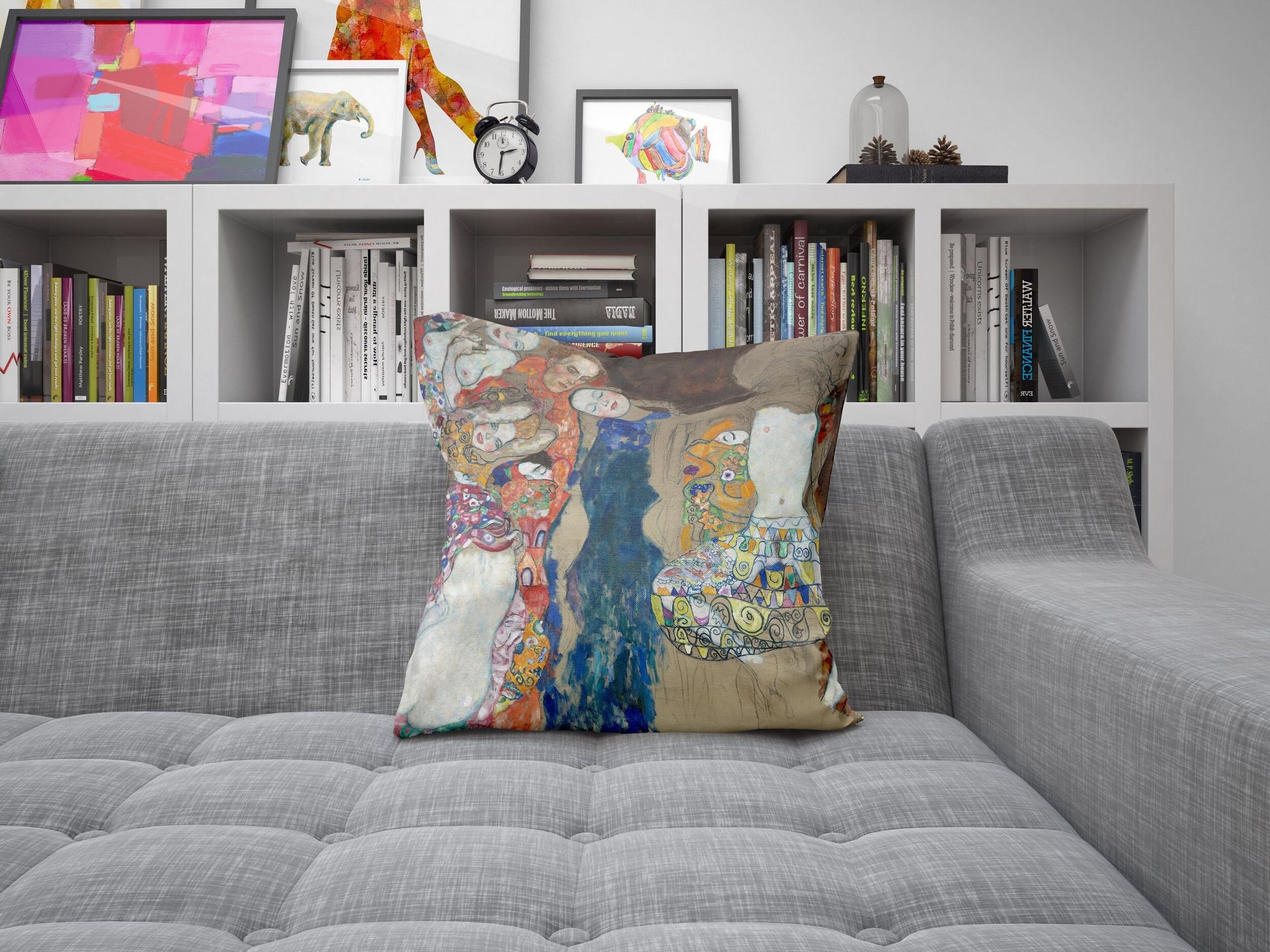 Gustave Klimt The Bride, Throw Pillow, Abstract Throw Pillow, Soft Pillow Cases, Colorful Pillow Case, Contemporary Pillow, Square Pillow