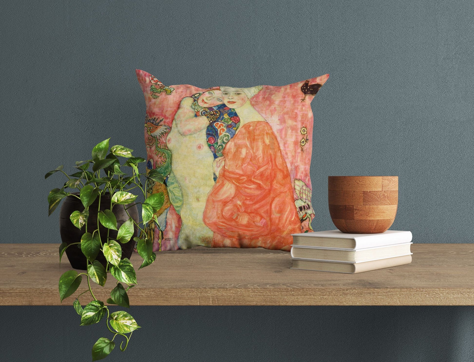 Gustave Klimt The Friends Abstract Throw Pillow Cover, Soft Pillow Cases, Colorful Pillow Case, Art Nouveau Pillow, Square Pillow