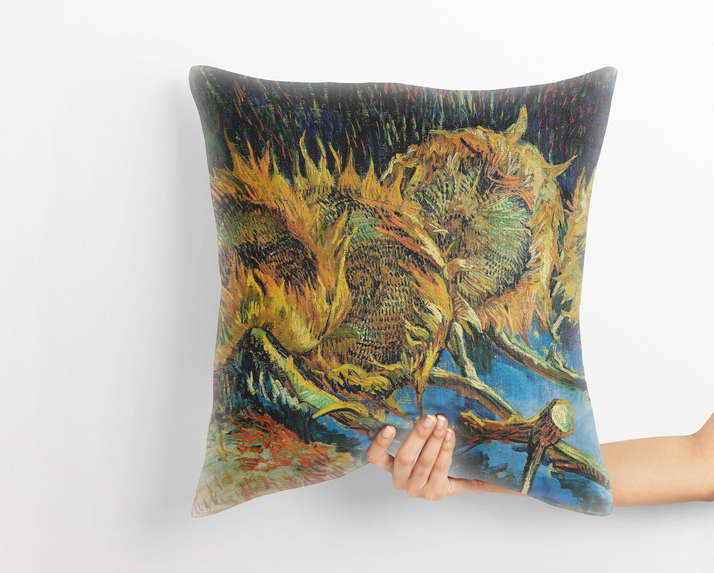 Vincent Van Gogh Four Sunflowers Famous Art, Throw Pillow, Abstract Pillow, Designer Pillow, Contemporary Pillow, Square Pillow