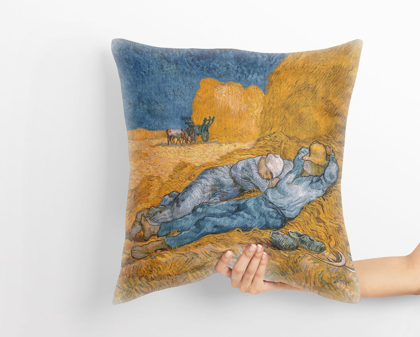 Vincent Van Gogh Noon Rest From Work Famous Art Throw Pillow Cover, Abstract Pillow, Art Pillow, Square Pillow, Playroom Decor, Sofa Pillows