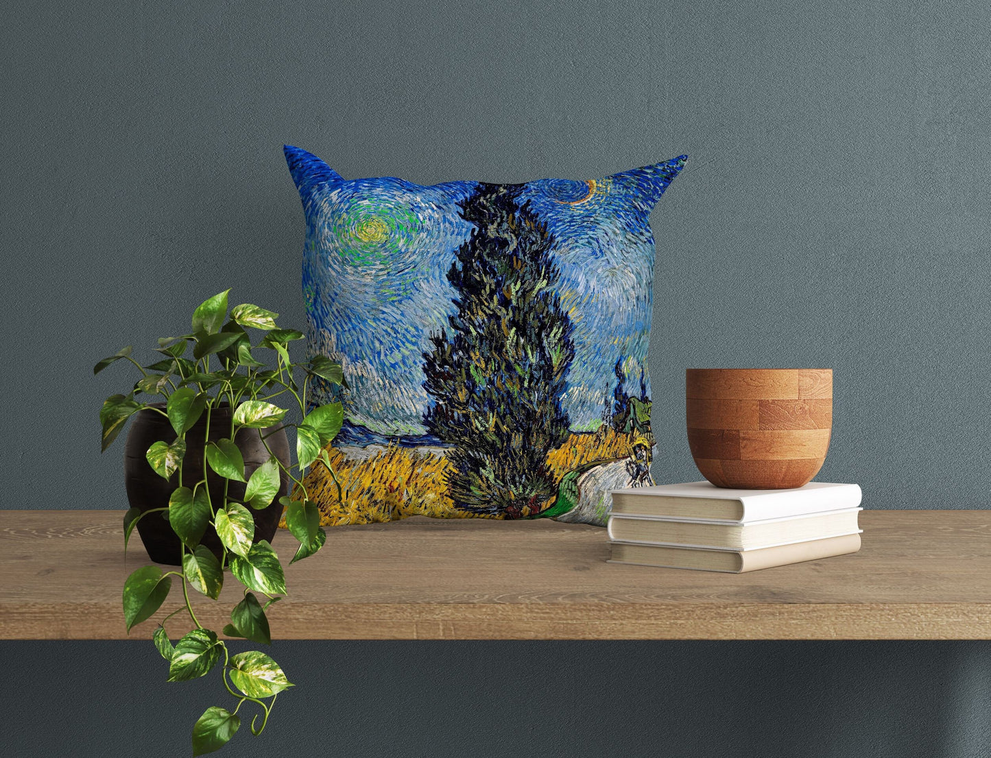 Vincent Van Gogh Road With Cypress And Star Famous Painting, Abstract Throw Pillow Cover, Soft Pillow Cases, 18 X 18 Pillow Covers