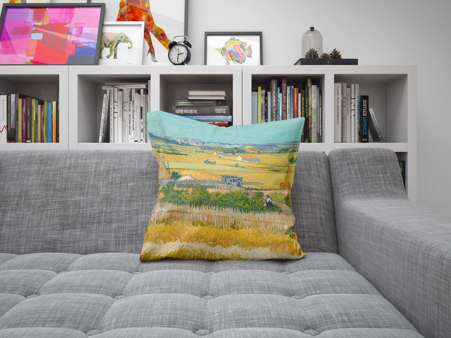 Vincent Van Gogh Famous Painting The Harvest, Decorative Pillow, Abstract Pillow, Art Pillow, Bright Yellow Pillow, Modern Pillow