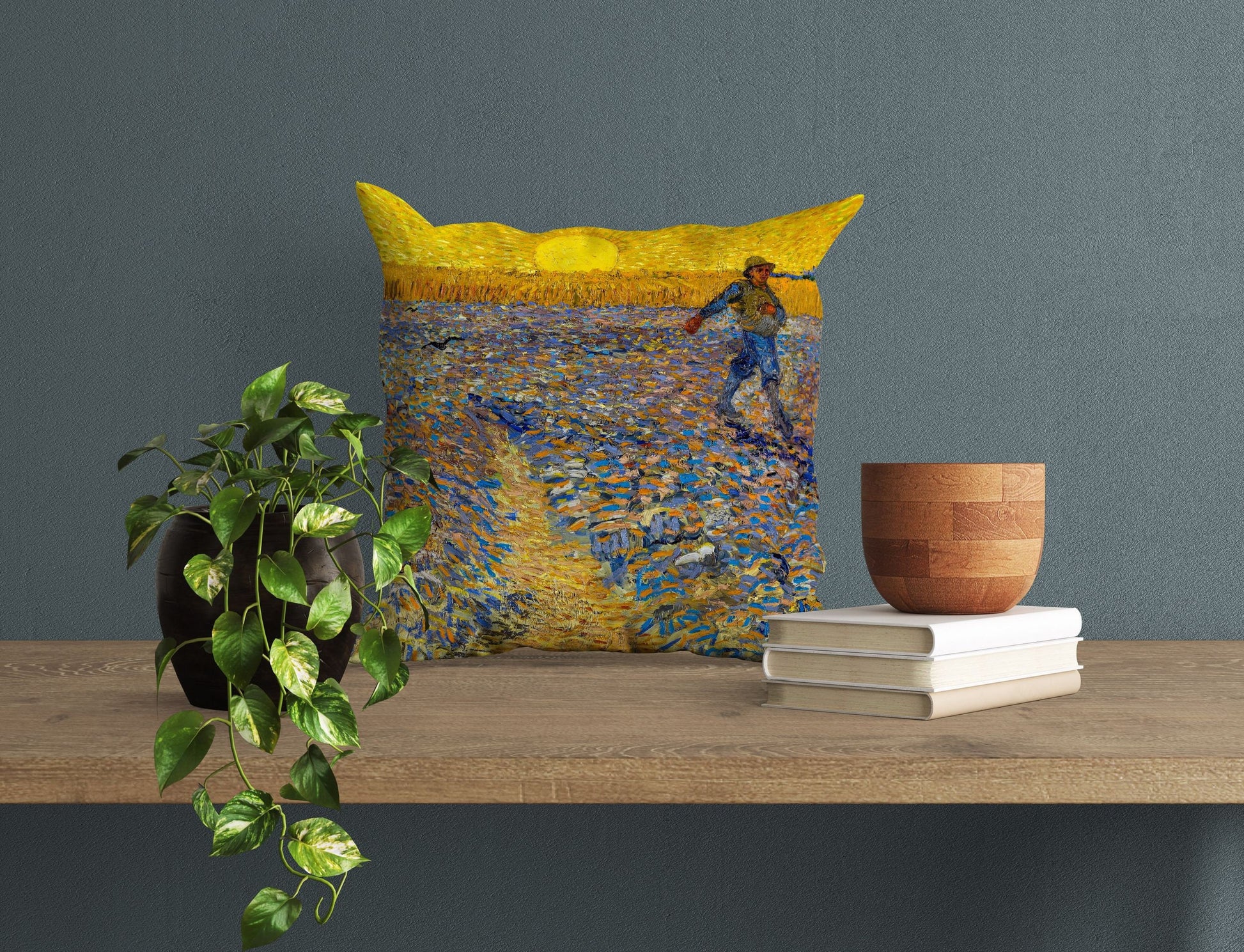 Vincent Van Gogh Famous Art The Sower, Throw Pillow, Abstract Pillow, Art Pillow, Bright Yellow Pillow, 22X22 Pillow Cover