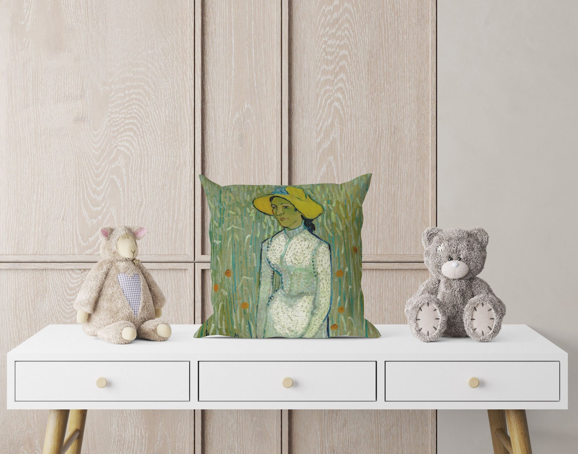 Vincent Van Gogh Famous Art Girl In White, Toss Pillow, Abstract Pillow, Art Pillow, Green Pillow Cases, 22X22 Pillow Cover, Sofa Pillows