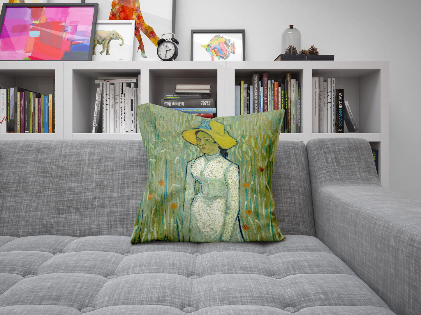 Vincent Van Gogh Famous Art Girl In White, Toss Pillow, Abstract Pillow, Art Pillow, Green Pillow Cases, 22X22 Pillow Cover, Sofa Pillows