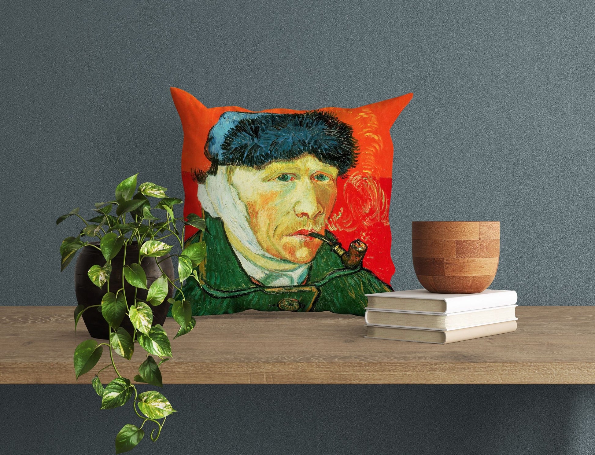 Vincent Van Gogh Famous Art Self-Portrait With Bandaged Ear And Pipe, Toss Pillow, Abstract Pillow, Art Pillow, 18 X 18 Pillow Covers