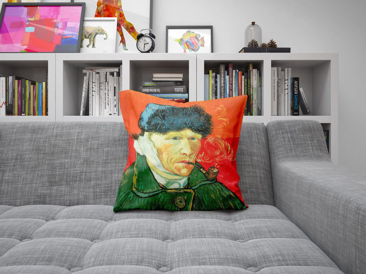 Vincent Van Gogh Famous Art Self-Portrait With Bandaged Ear And Pipe, Toss Pillow, Abstract Pillow, Art Pillow, 18 X 18 Pillow Covers