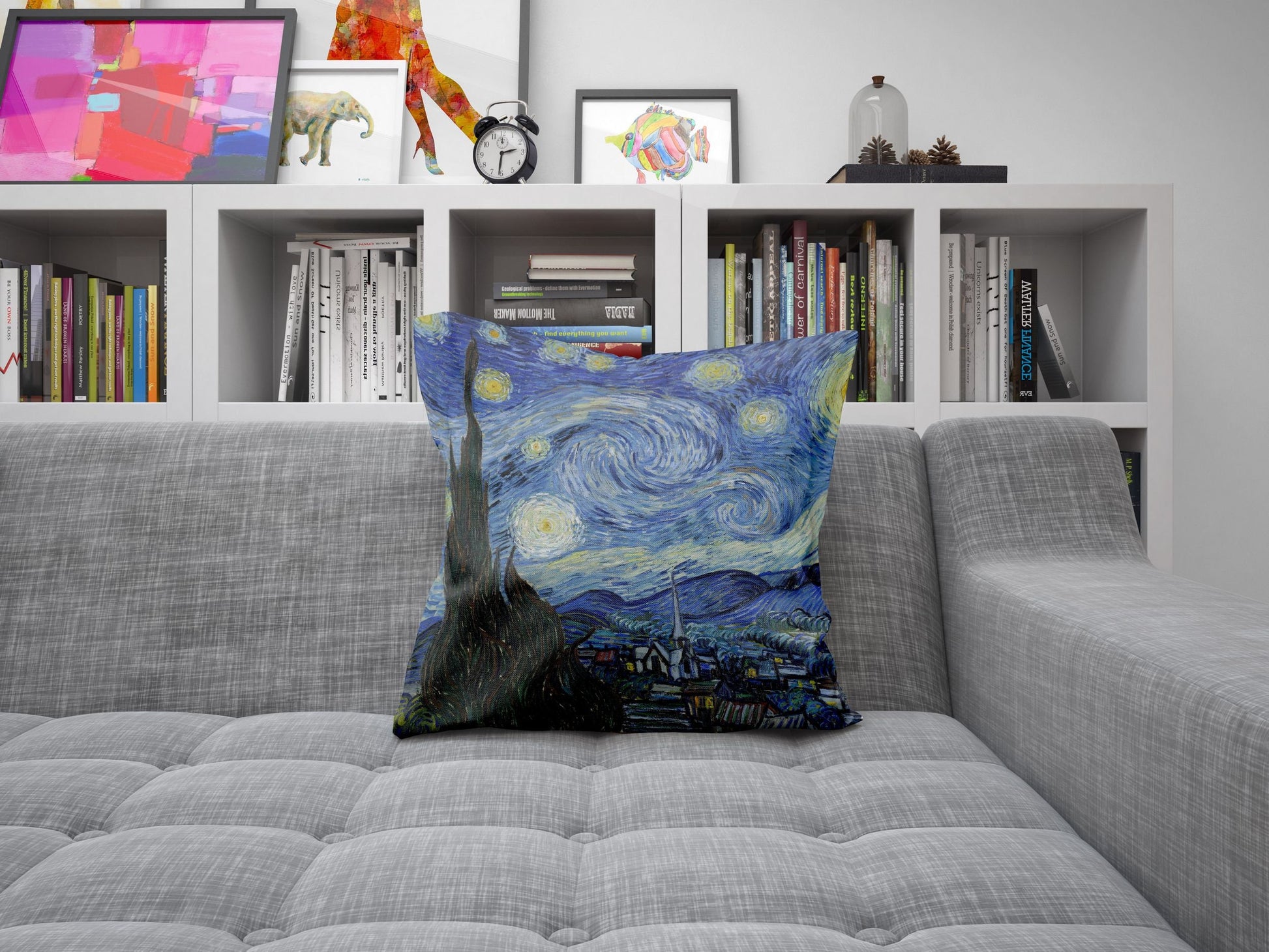 Vincent Van Gogh Starry Night Throw Pillow, Abstract Pillow, Designer Pillow, Blue Pillow, Modern Pillow, 18 X 18 Pillow Covers