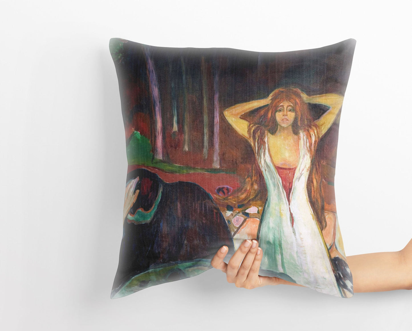 Edvard Munch Famous Art Ashes, Tapestry Pillows, Abstract Throw Pillow Cover, Artist Pillow, Black, Expressionist Pillow, Square Pillow
