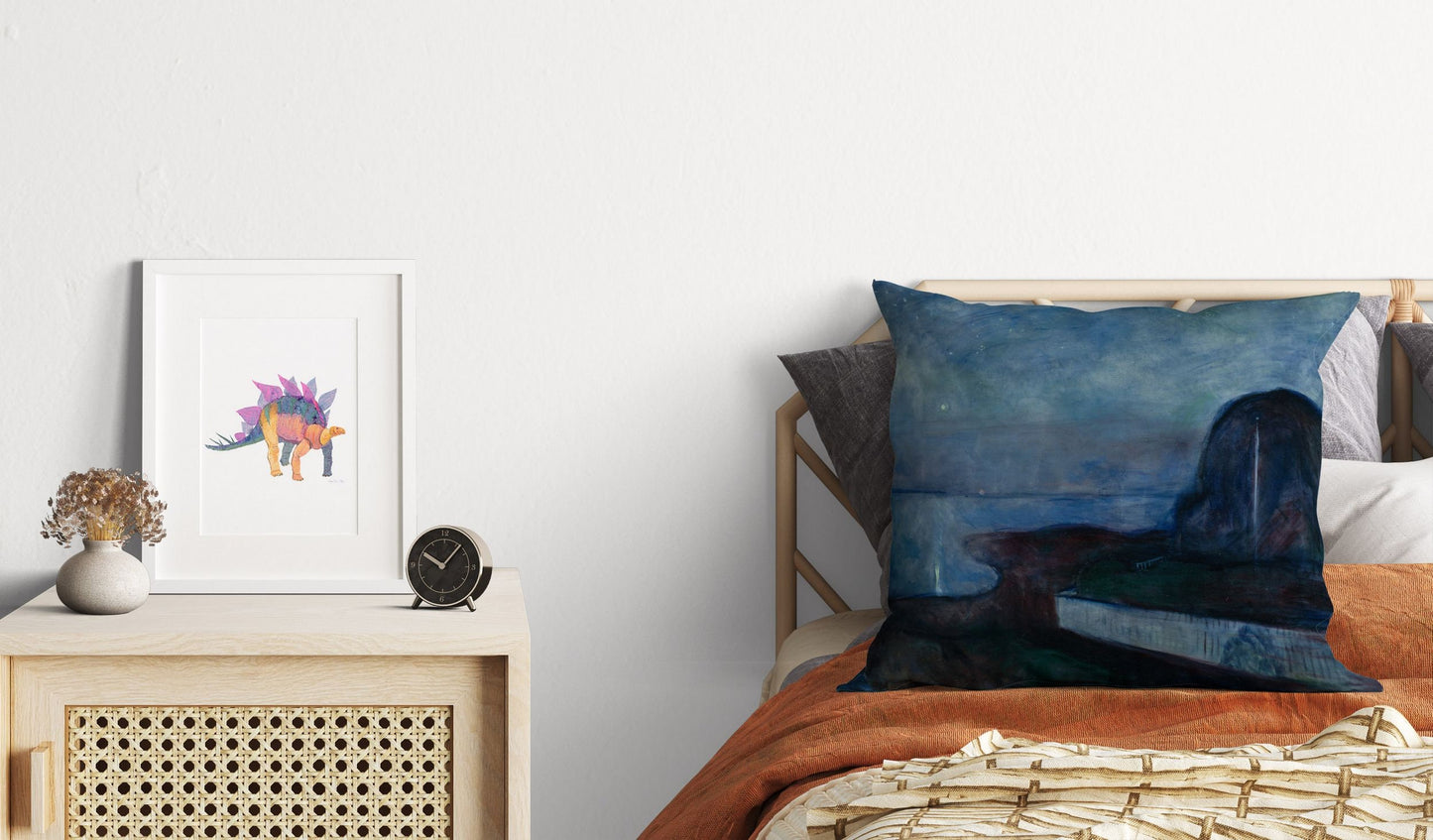 Edvard Munch Famous Art Starry Night, Decorative Pillow, Abstract Pillow, Soft Pillow Cases, Contemporary Pillow, 22X22 Pillow Cover