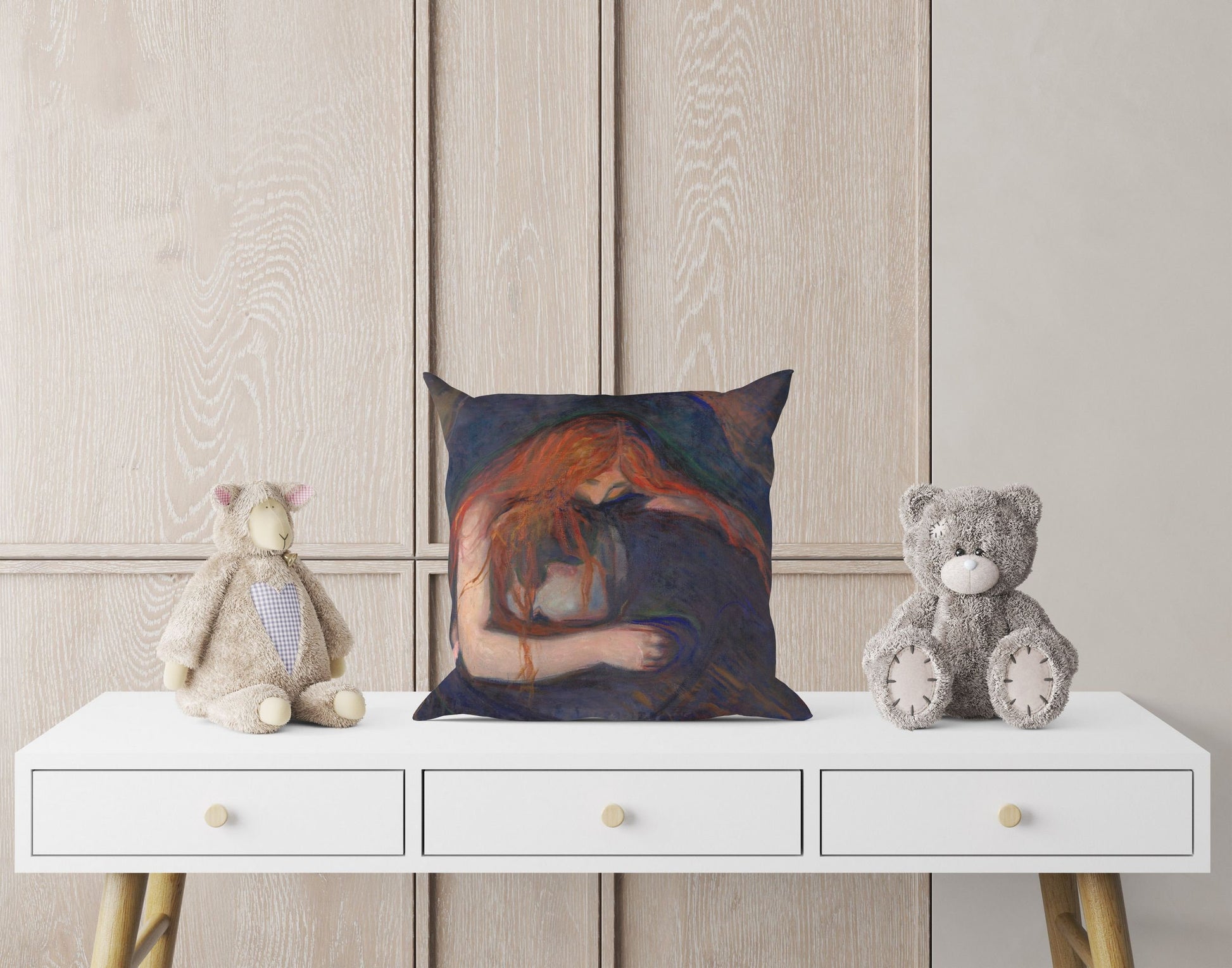 Edvard Munch Famous Art Vampire, Decorative Pillow, Abstract Throw Pillow, Artist Pillow, Modern Pillow, Playroom Decor, Sofa Pillows