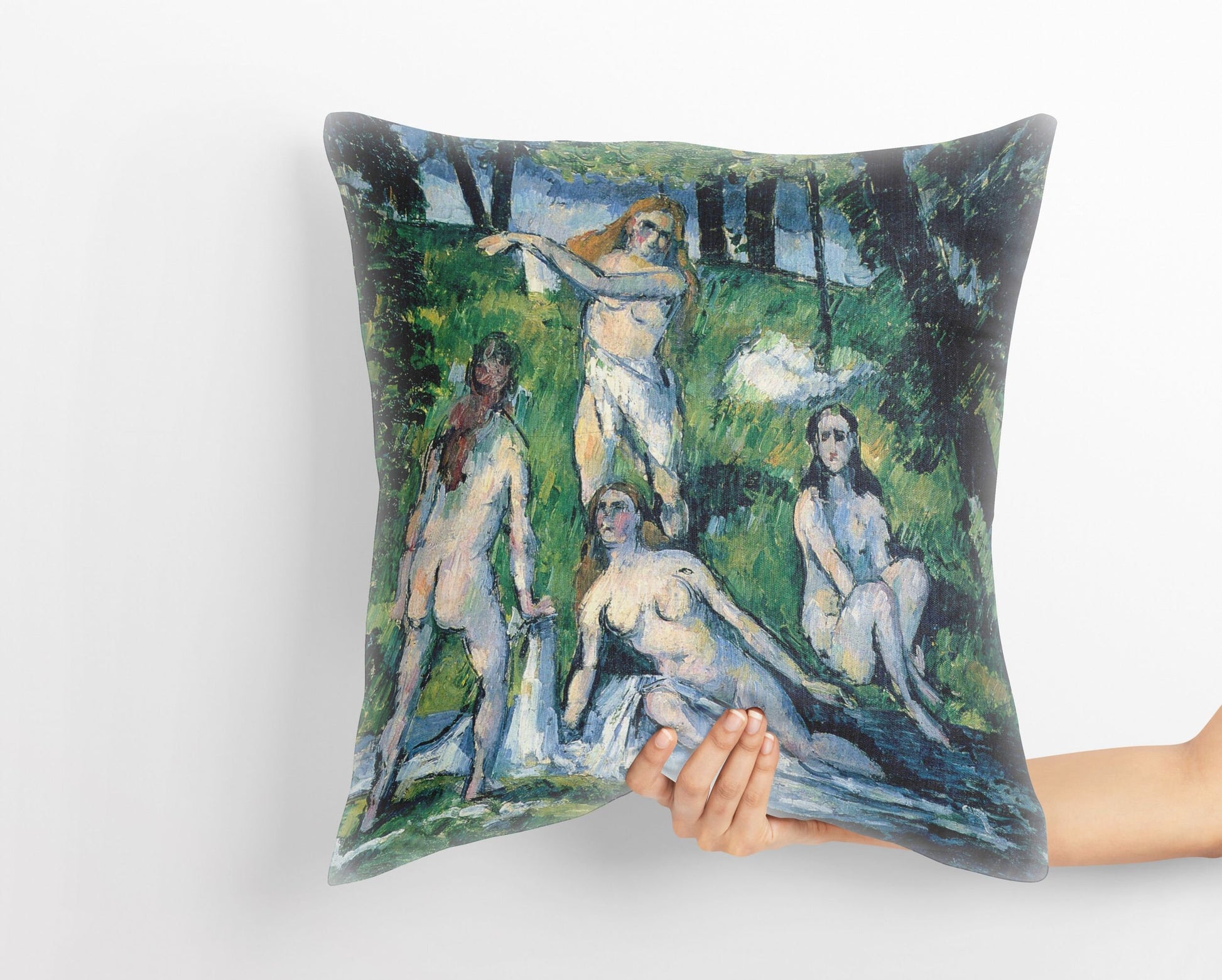 Paul Cezanne Famous Art, Decorative Pillow, Abstract Throw Pillow Cover, Green And Blue, Contemporary Pillow, Large Pillow Cases