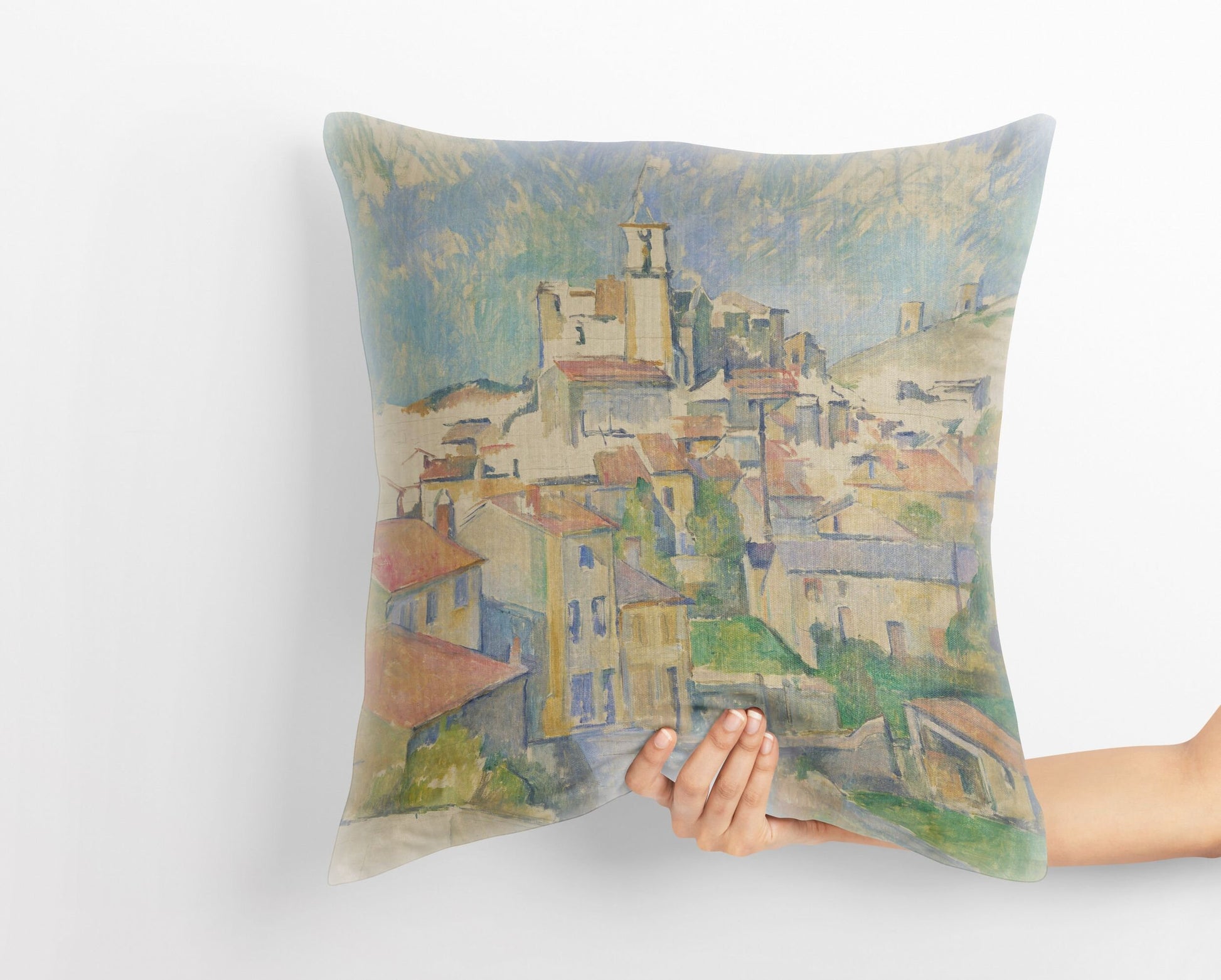 Paul Cezanne Famous Painting, Throw Pillow, Abstract Throw Pillow Cover, Designer Pillow, Blue And Beige, Modern Pillow, Square Pillow