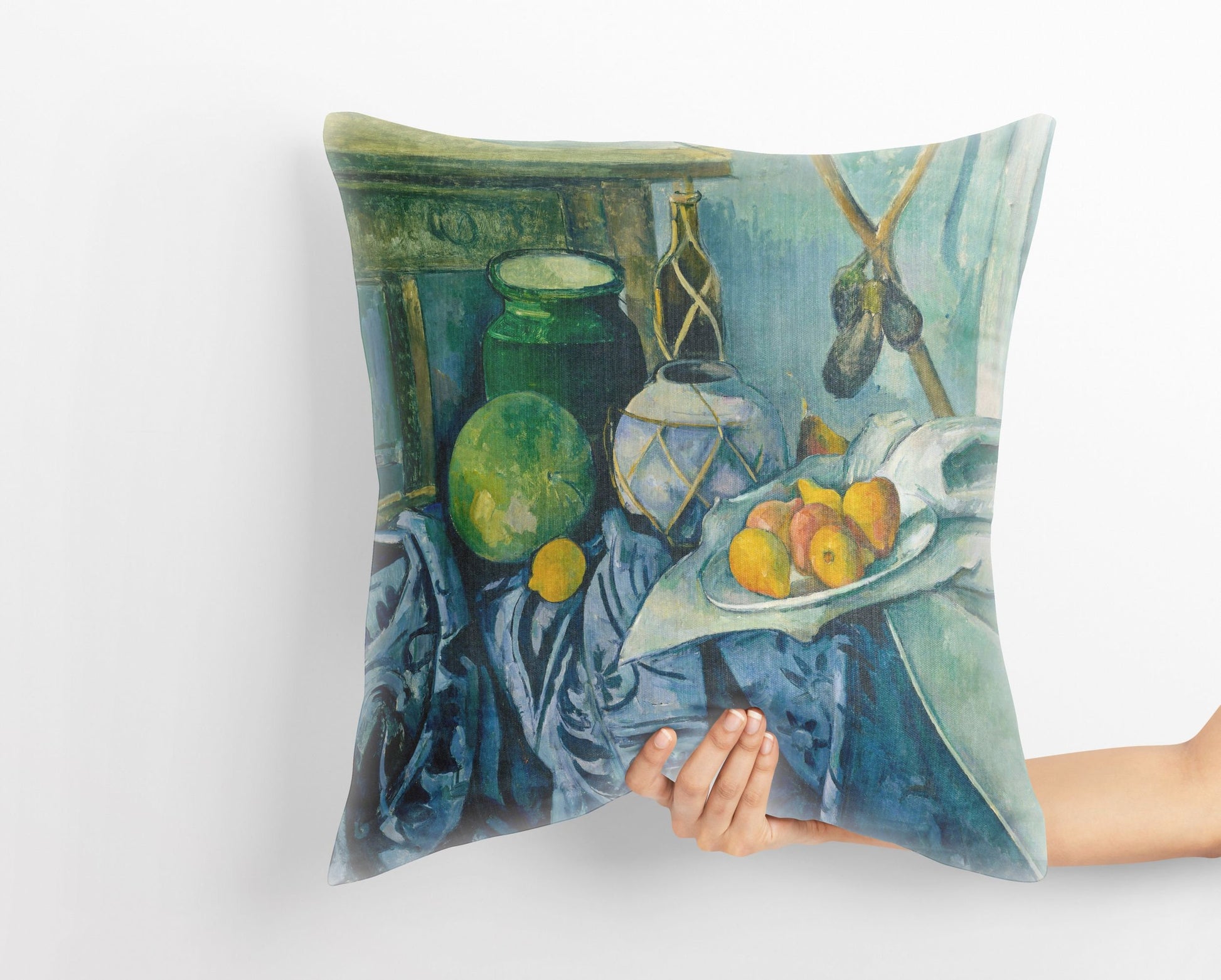 Paul Cezanne Famous Painting, Toss Pillow, Abstract Throw Pillow Cover, Blue And Green, Post-Impressionist Art, 22X22 Pillow Cover