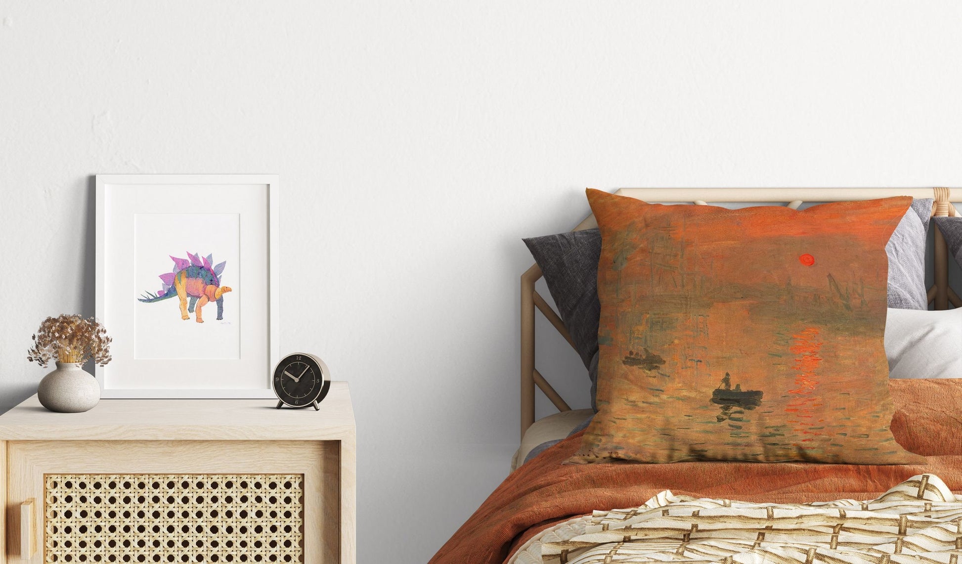 Claude Monet Famous Painting Impression Sunrise, Toss Pillow, Throw Pillow Cover, Designer Pillow, Orange Pillow, Indoor Pillow Cases