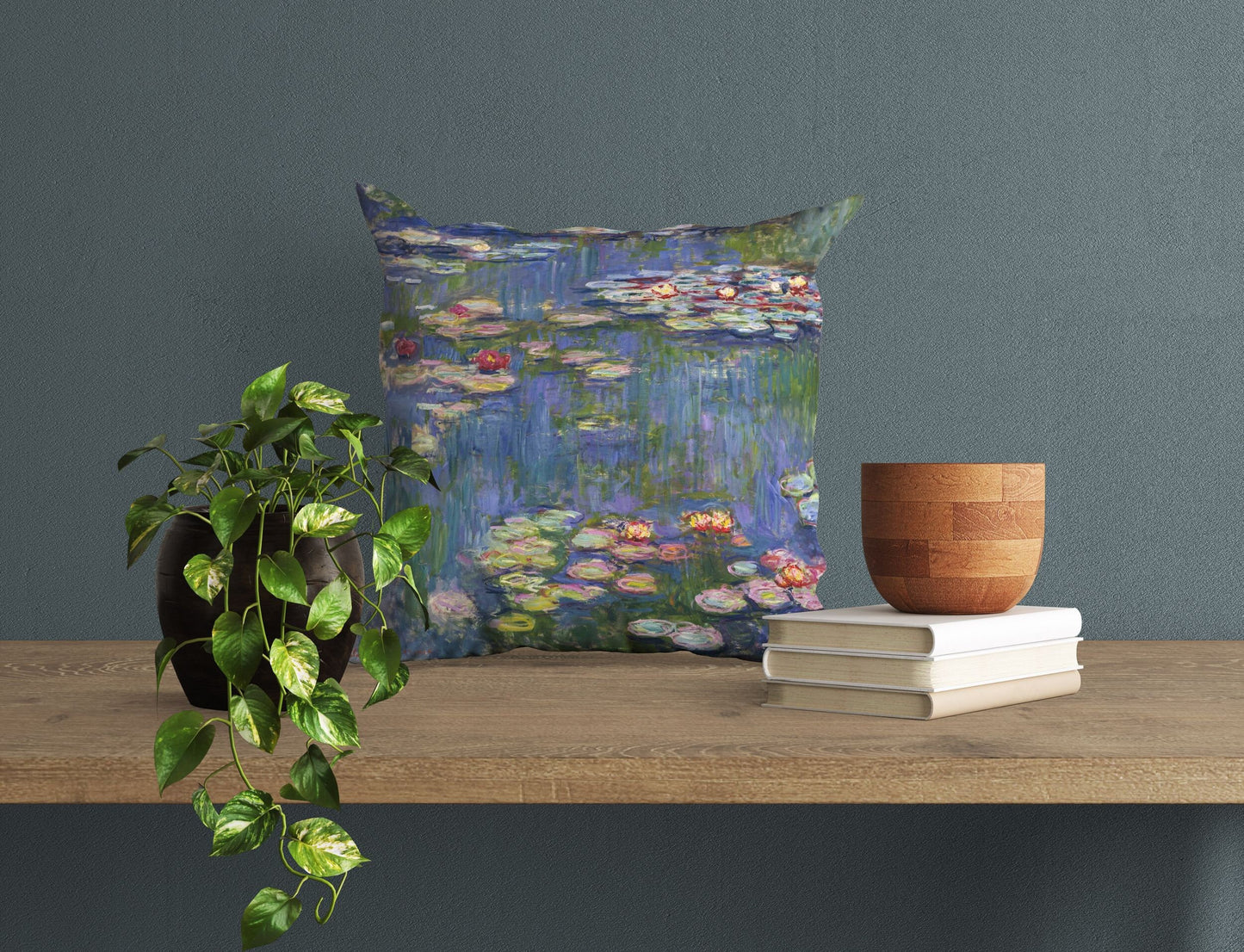 Claude Monet Famous Painting Pond With Waterlilies, Pillow Case, Designer Pillow, Green Pillow Cases, Farmhouse Pillow, Sofa Pillows