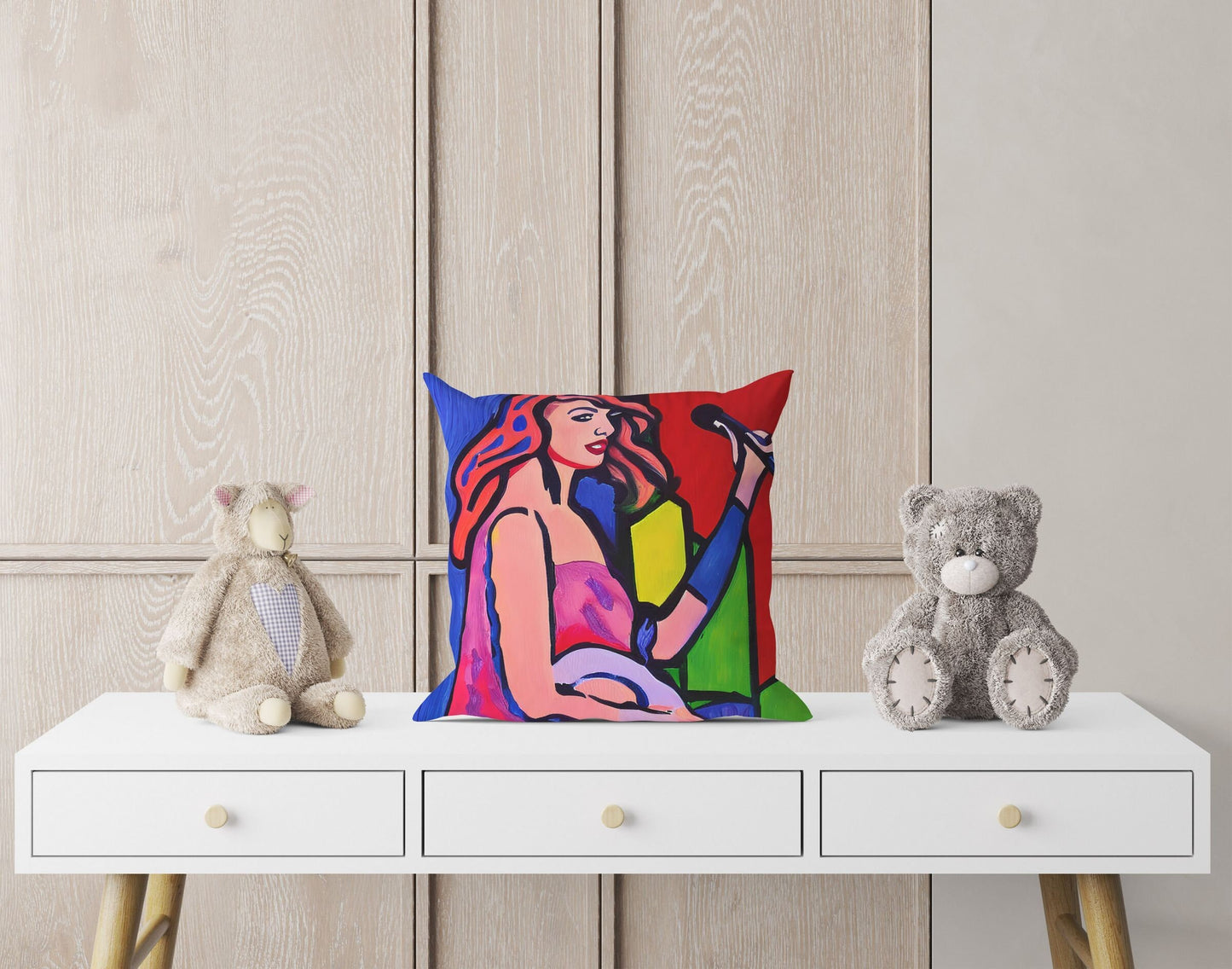 Taylor Swift Singing, Decorative Pillow, Abstract Throw Pillow, Soft Pillow Cases, Colorful Pillow Case, Contemporary Pillow, 20X20 Pillow
