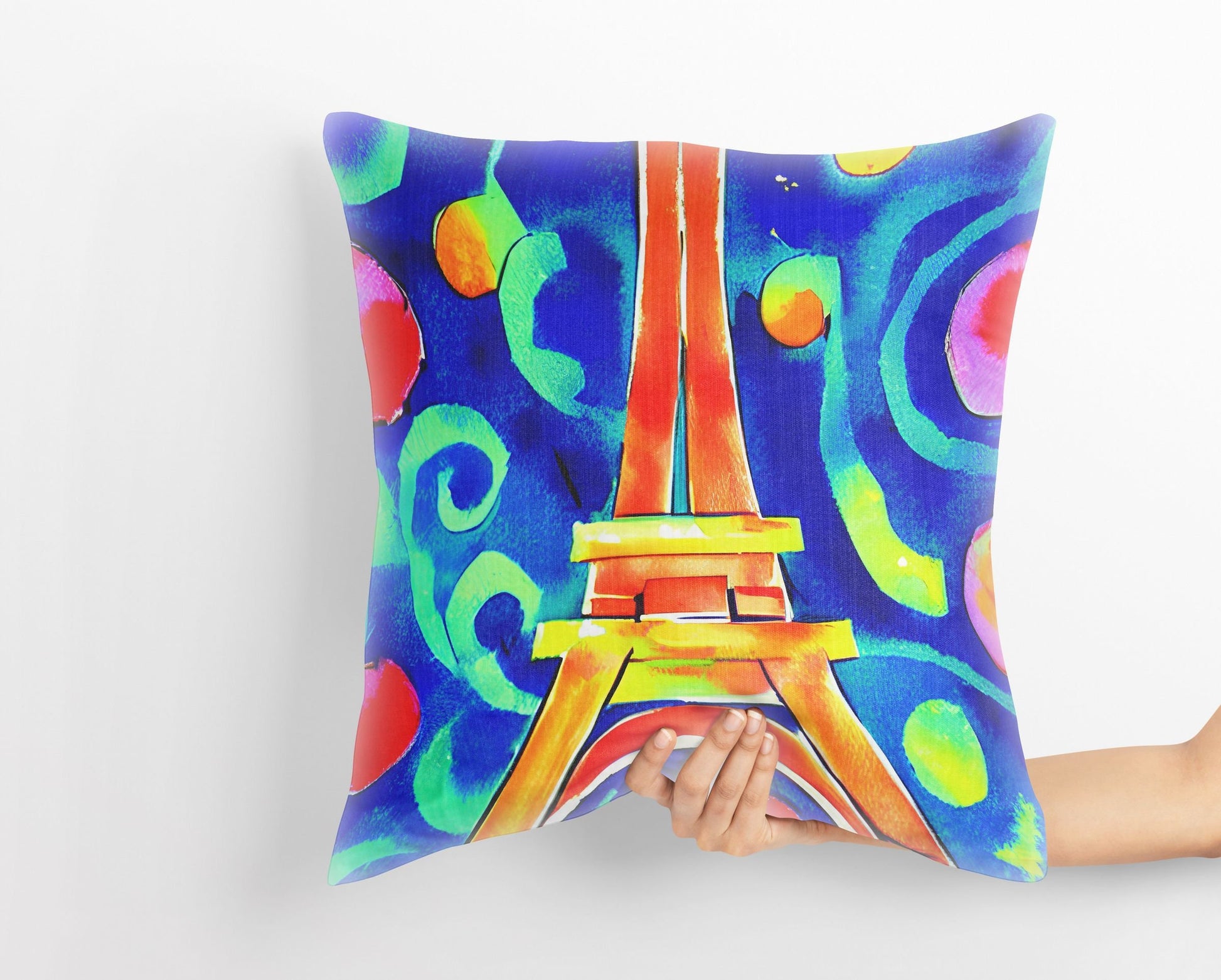 Eiffel Tower Paris Abstract Throw Pillow, Artist Pillow, Colorful Pillow Case, Contemporary Pillow, Home Decor Pillow, Holiday Gift