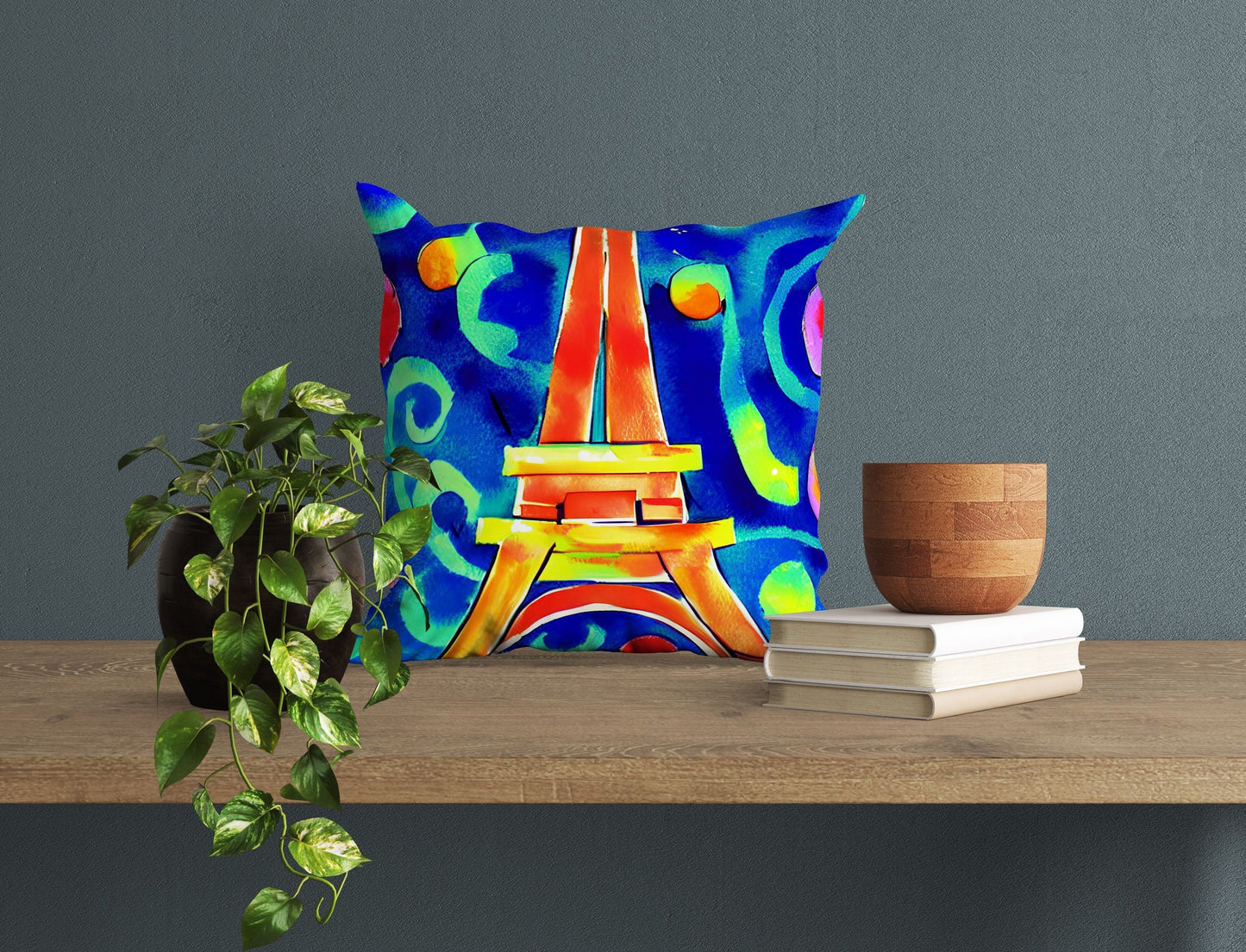 Eiffel Tower Paris Abstract Throw Pillow, Artist Pillow, Colorful Pillow Case, Contemporary Pillow, Home Decor Pillow, Holiday Gift