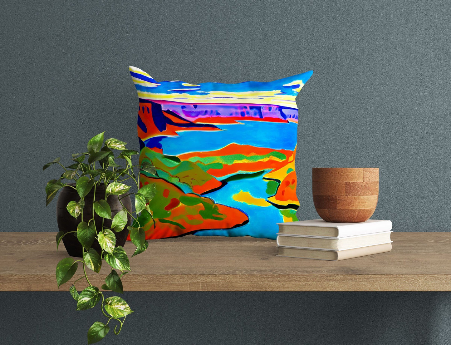 Landscape Art Pillow Case, Abstract Throw Pillow Cover, Colorful Pillow Case, Fashion, Square Pillow, Farmhouse Pillow, Holiday Gift