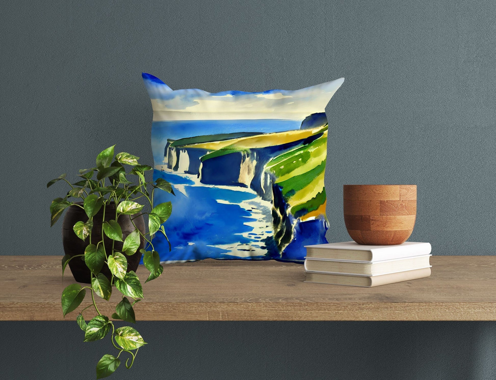 Cliff By The Sea, Throw Pillow Cover, Abstract Throw Pillow Cover, Art Pillow, Contemporary Pillow, Square Pillow, Home Decor Pillow