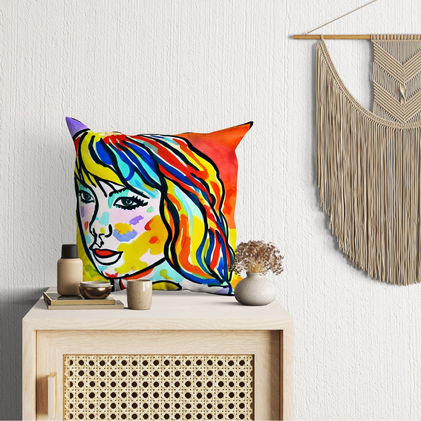 Taylor Swift Throw Pillow Cover, Abstract Throw Pillow Cover, Art Pillow, Colorful Pillow Case, Contemporary Pillow, Square Pillow