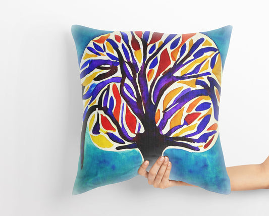 Tree Of Life Throw Pillow Cover, Abstract Pillow, Soft Pillow Cases, Colorful Pillow Case, Housewarming Gift, Indoor Pillow Cases