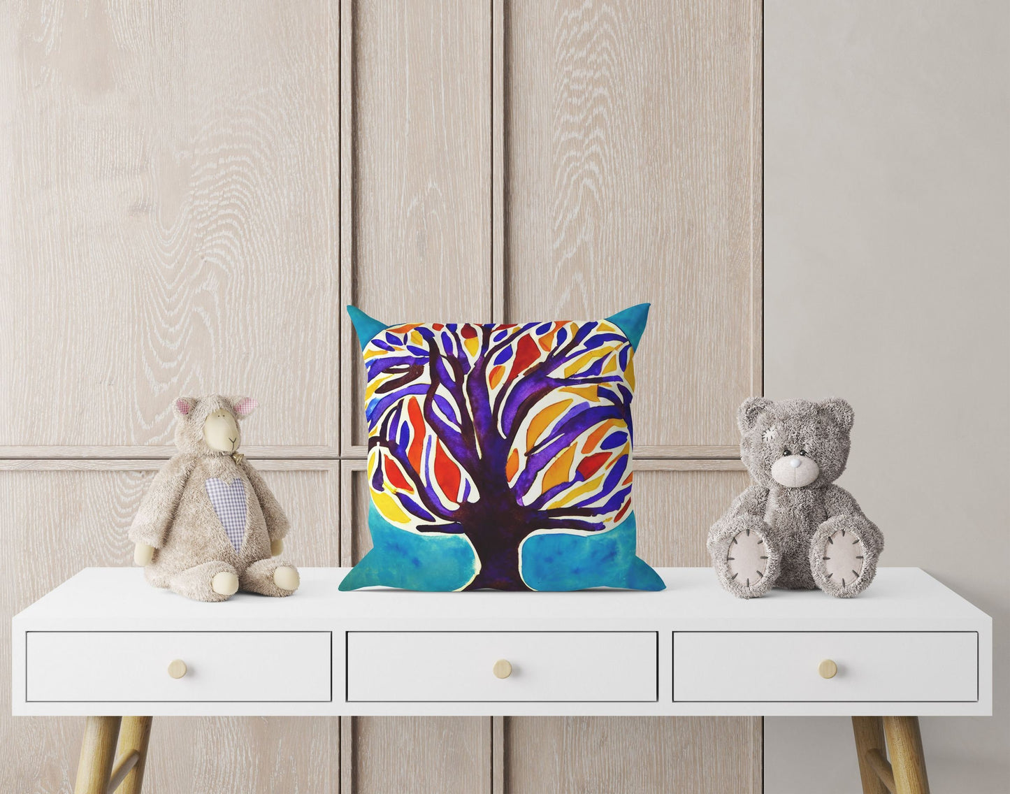 Tree Of Life Throw Pillow Cover, Abstract Pillow, Soft Pillow Cases, Colorful Pillow Case, Housewarming Gift, Indoor Pillow Cases