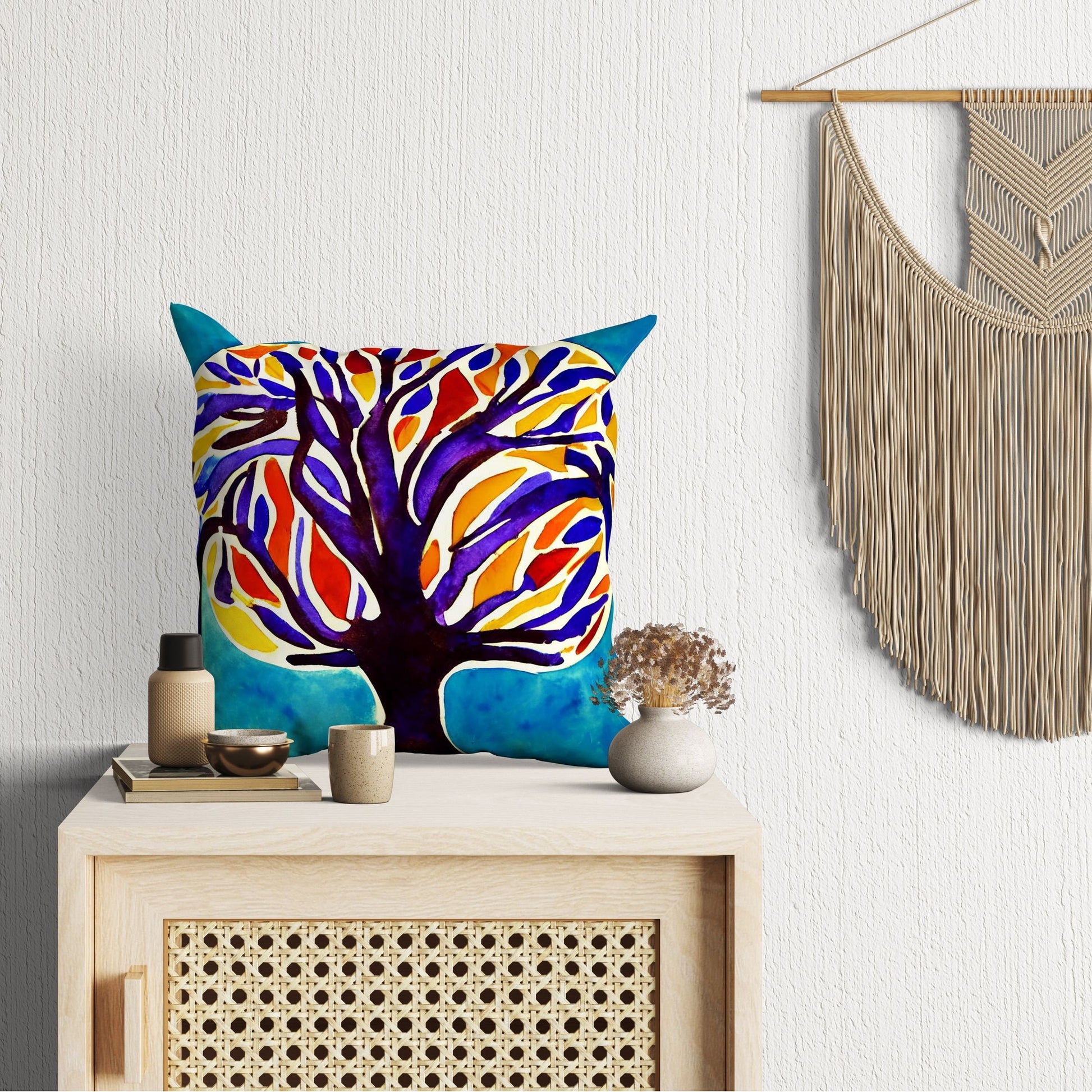 Tree Of Life Throw Pillow Cover, Abstract Pillow, Soft Pillow Cases, Colorful Pillow Case, Housewarming Gift, Indoor Pillow Cases