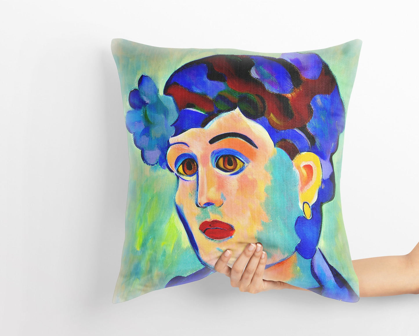 Beautiful Girl Tapestry Pillows, Abstract Pillow, Soft Pillow Cases, Colorful Pillow Case, Impressionist Pillow, 22X22 Pillow Cover