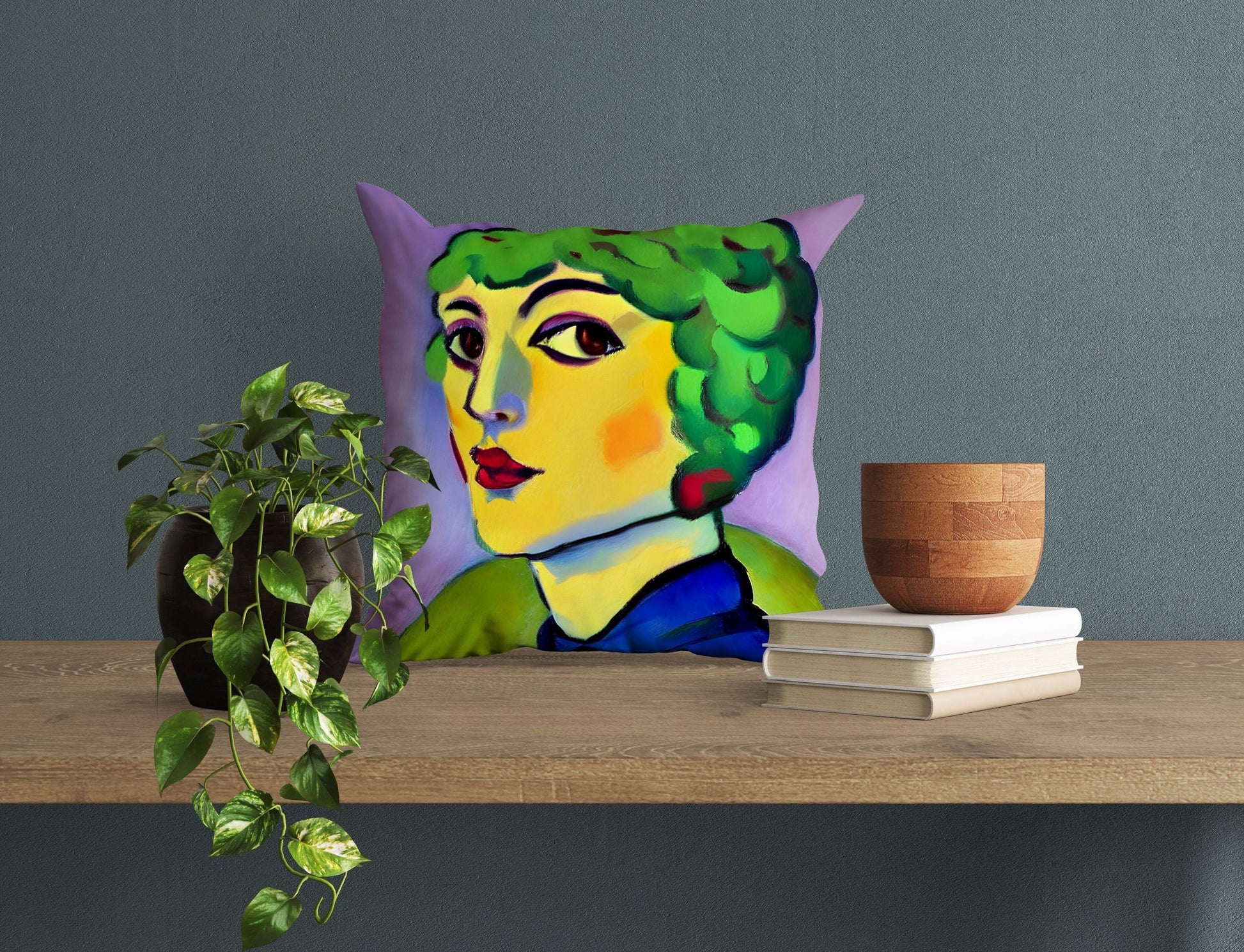 Beautiful Girl Throw Pillow Cover, Abstract Throw Pillow Cover, Designer Pillow, Colorful Pillow Case, Modern Pillow, Large Pillow Cases