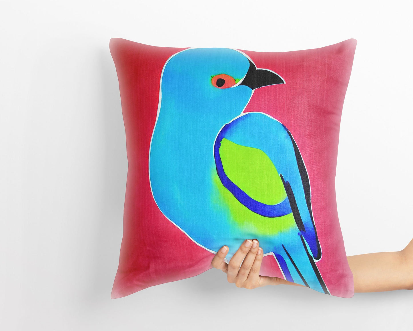 Blue Bird Pillow Case, Abstract Throw Pillow, Soft Pillow Cases, Colorful Pillow Case, Contemporary Pillow, Large Pillow Cases, Housewarming