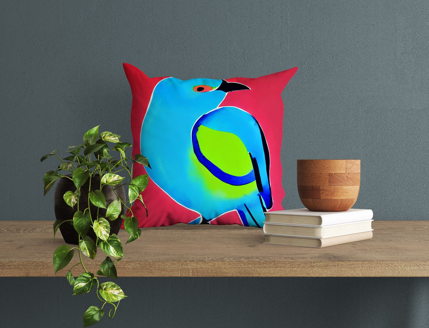 Blue Bird Pillow Case, Abstract Throw Pillow, Soft Pillow Cases, Colorful Pillow Case, Contemporary Pillow, Large Pillow Cases, Housewarming