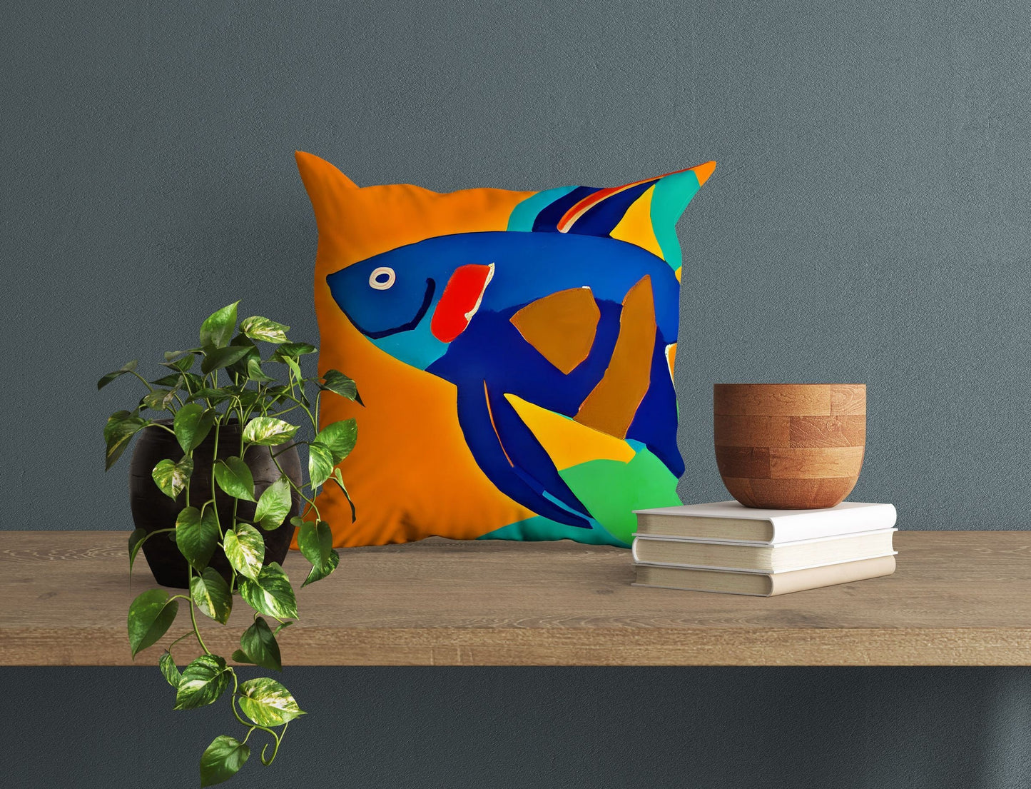 Tropical Fish Throw Pillow, Abstract Throw Pillow Cover, Designer Pillow, Colorful Pillow Case, Contemporary Pillow, Large Pillow Cases