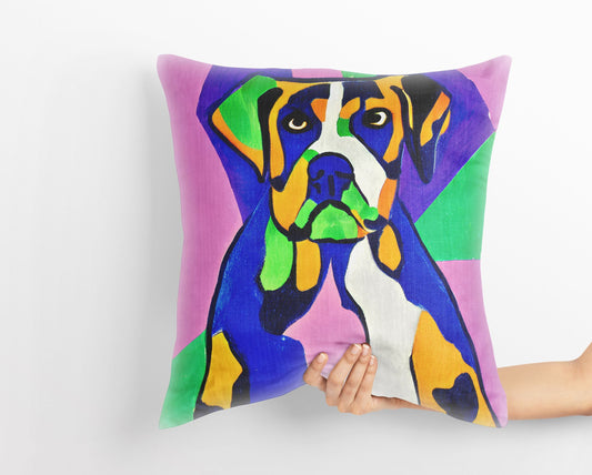 Lovely Dog Throw Pillow, Abstract Pillow, Designer Pillow, Colorful Pillow Case, Modern Pillow, Square Pillow, Farmhouse Pillow