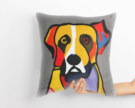 Lovely Dog Toss Pillow, Abstract Pillow, Soft Pillow Cases, Colorful Pillow Case, Contemporary Pillow, Large Pillow Cases, Housewarming Gift