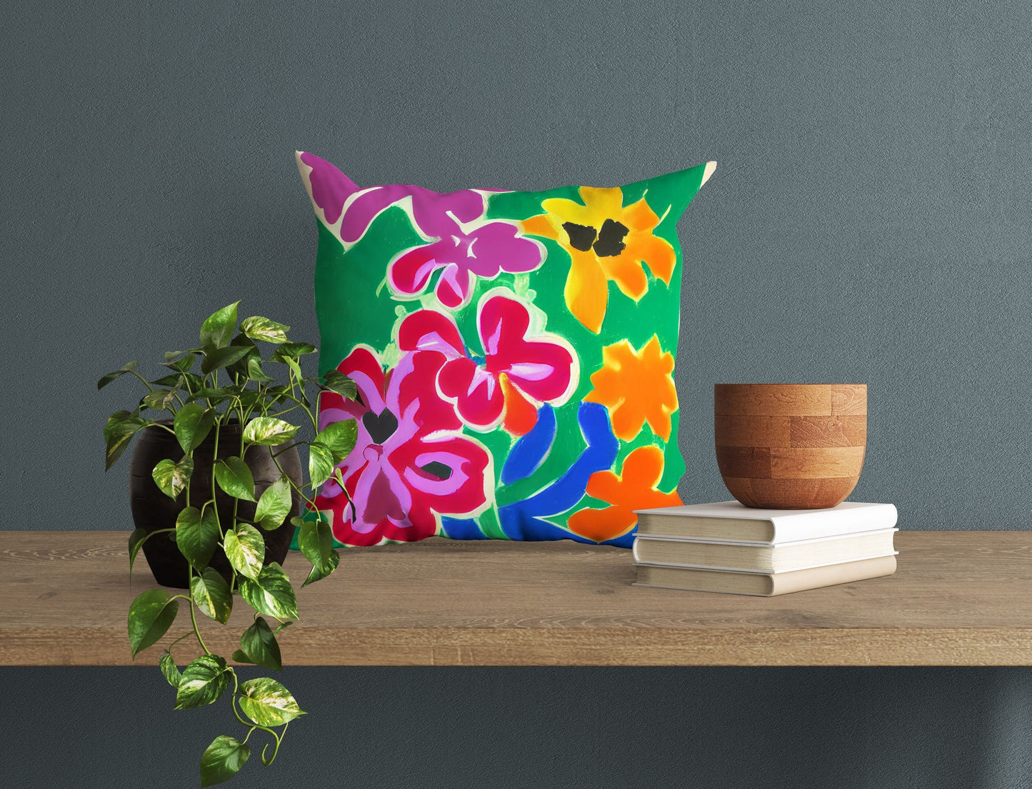Watercolor Flowers Toss Pillow, Abstract Throw Pillow Cover, Art Pillow, Colorful Pillow Case, Contemporary Pillow, 20X20 Pillow Cover