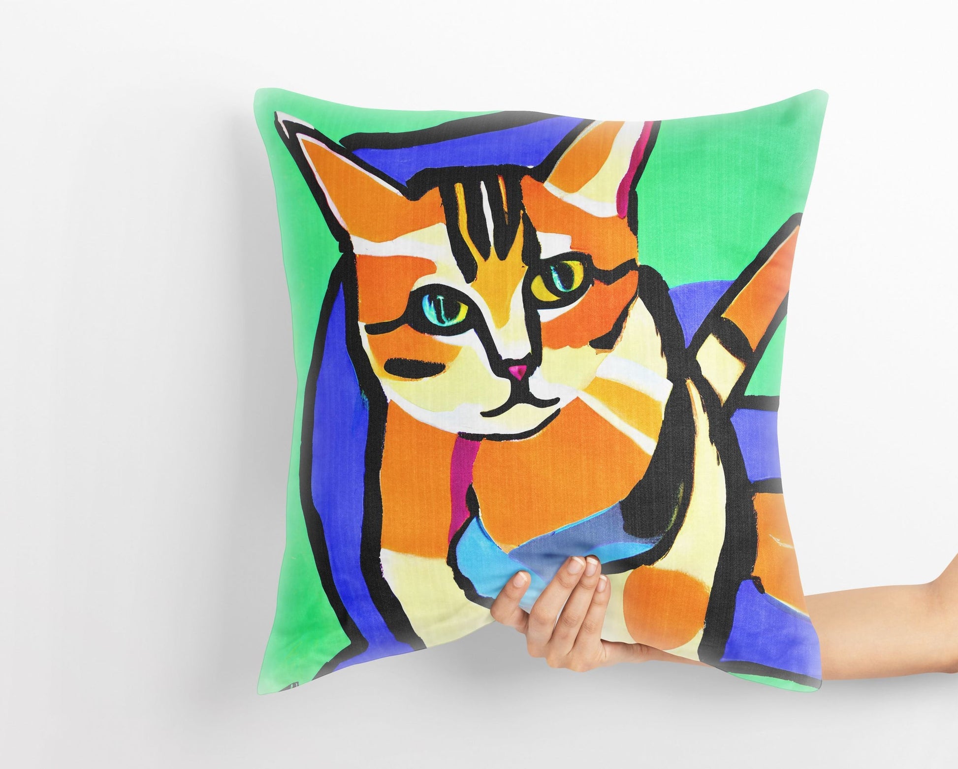 Colorful Cat Pillow Case, Abstract Throw Pillow, Soft Pillow Cases, Colorful Pillow Case, Contemporary Pillow, Large Pillow Cases