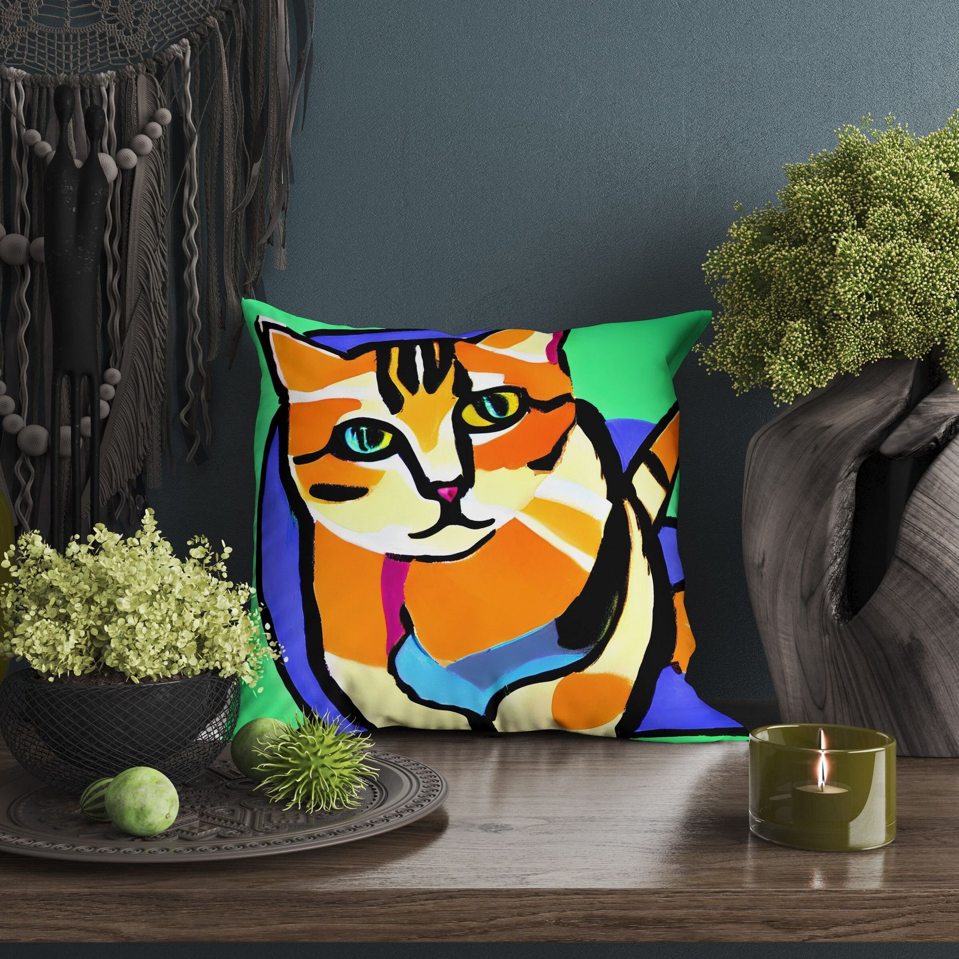 Colorful Cat Pillow Case, Abstract Throw Pillow, Soft Pillow Cases, Colorful Pillow Case, Contemporary Pillow, Large Pillow Cases
