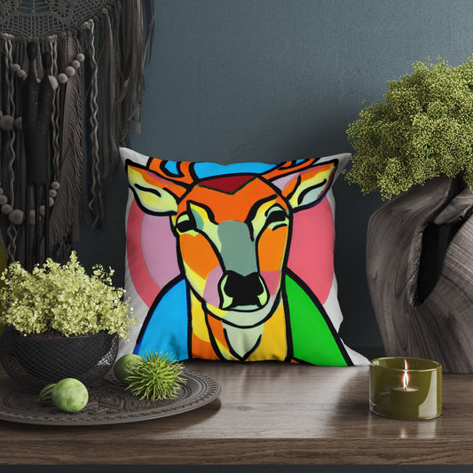 Original Art Wildlife Deer, Toss Pillow, Abstract Art Pillow, Comfortable, Colorful Pillow Case, Housewarming Gift, Pillow Cases Kids