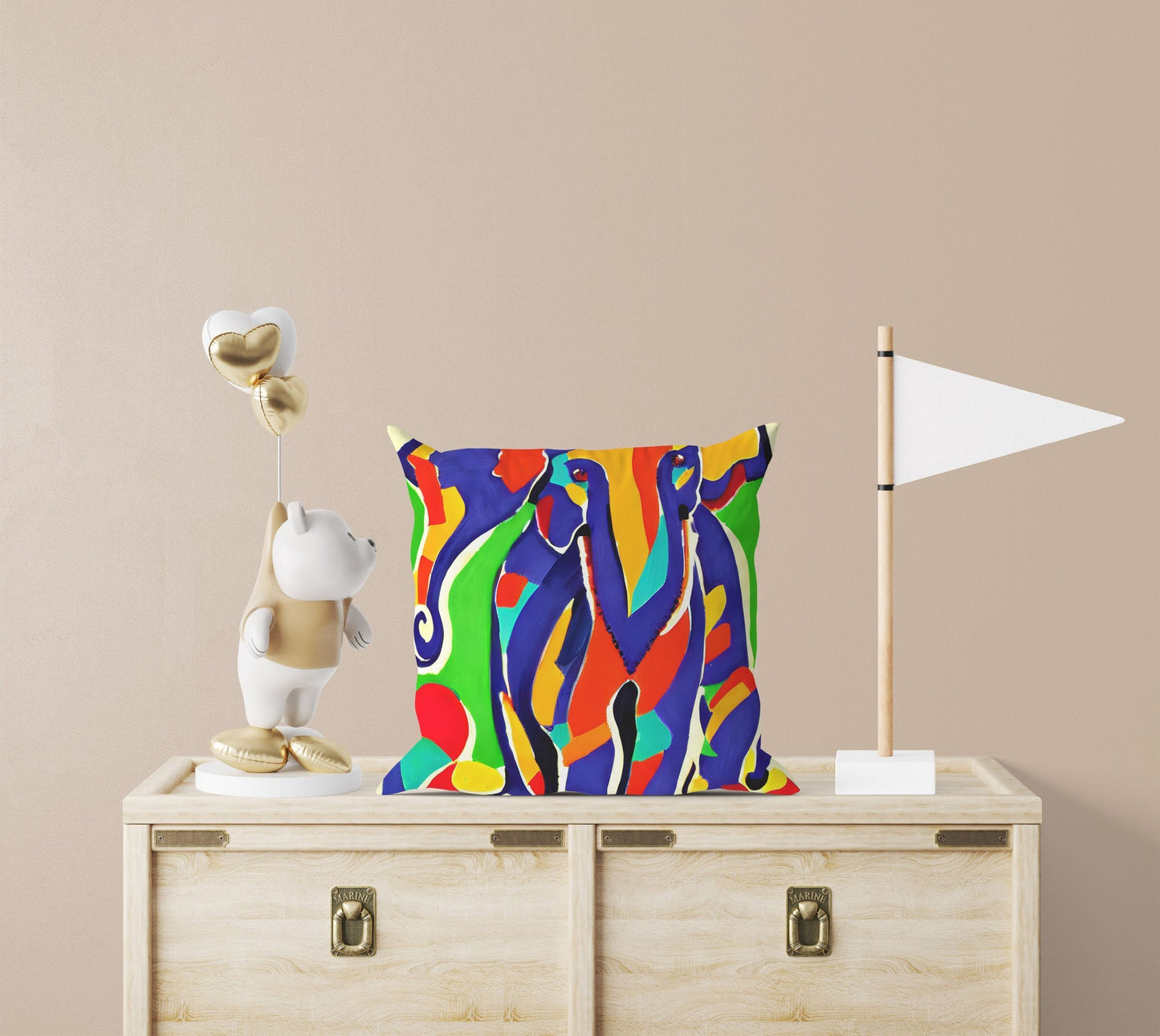 Modern Art African Wildlife Elephant, Pillow Case, Abstract Pillow, Soft Pillow Cases, Colorful Pillow Case, Contemporary Pillow