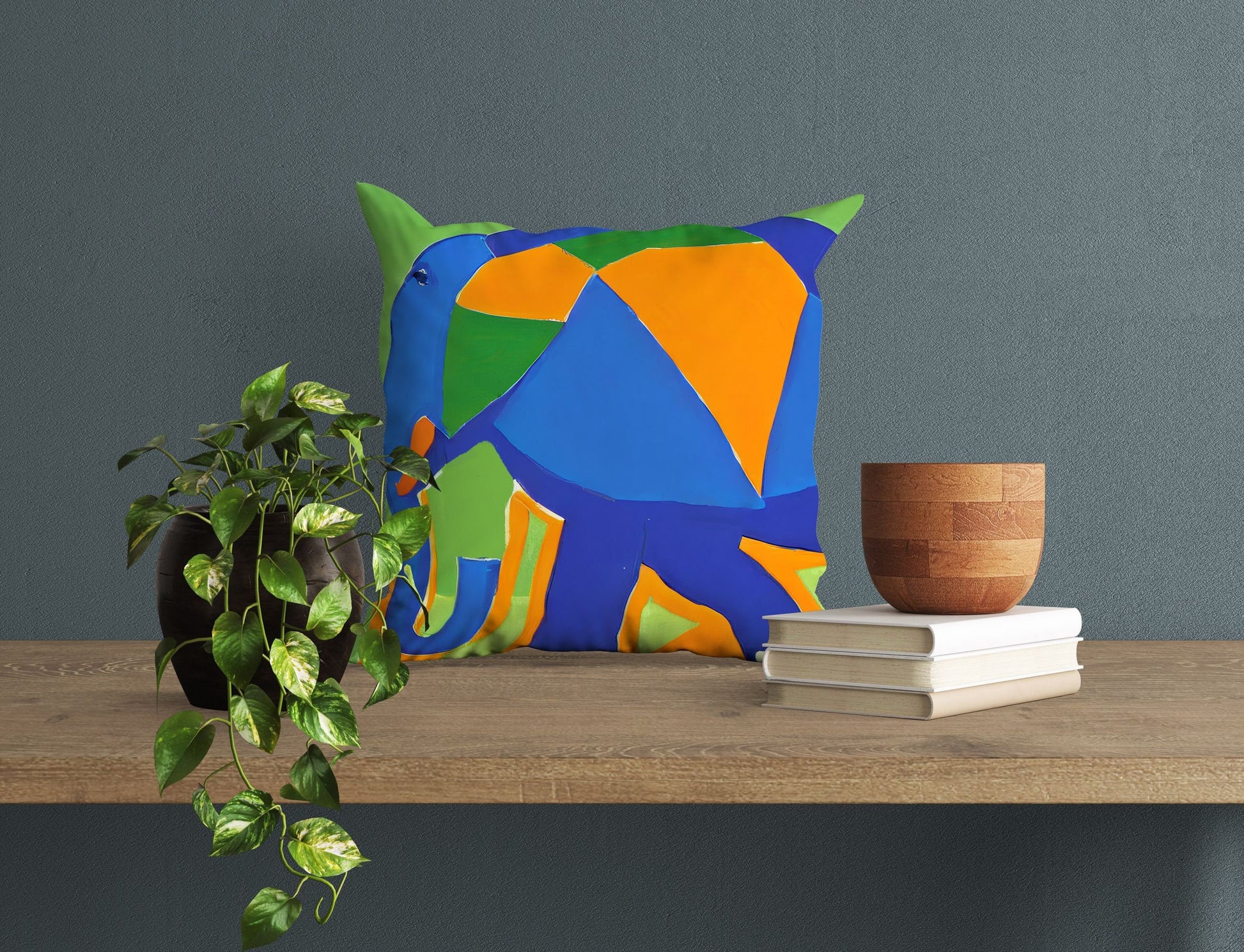 Modern Art African Wildlife Elephant Throw Pillow Cover, Abstract Throw Pillow Cover, Comfortable, Colorful Pillow Case, Beautiful Pillow