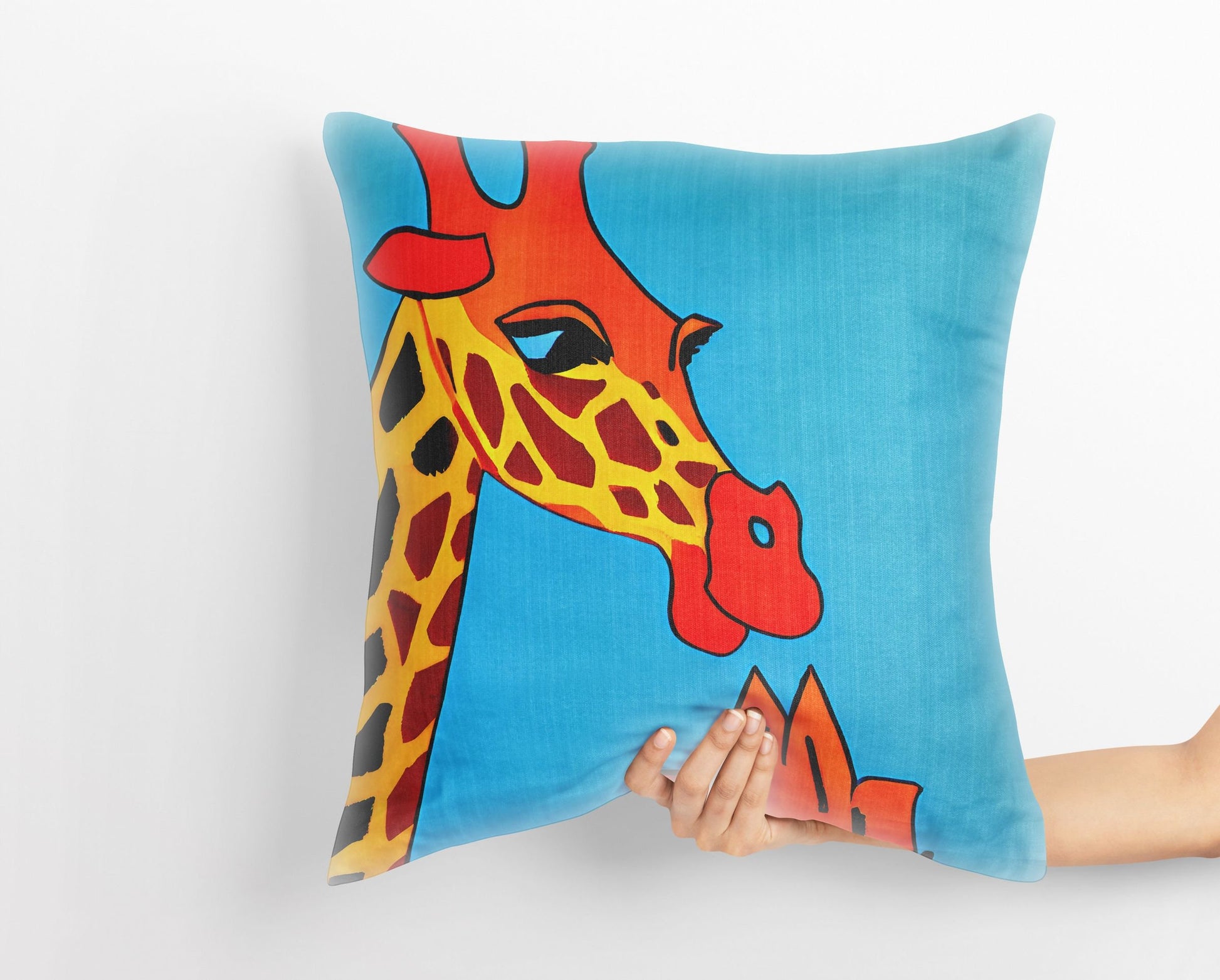 Modern Art African Wildlife Giraffe Decorative Pillow, Bee Pillow Cover, Designer Pillow, Colorful Pillow Case, Watercolor Pillow Cases