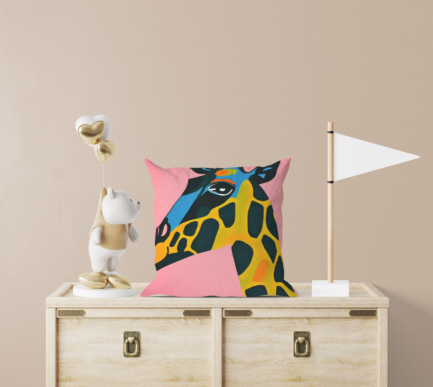 Modern Art African Wildlife Giraffe Pillow Case, Abstract Art Pillow, Artist Pillow, Colorful Pillow Case, Watercolor Pillow Cases