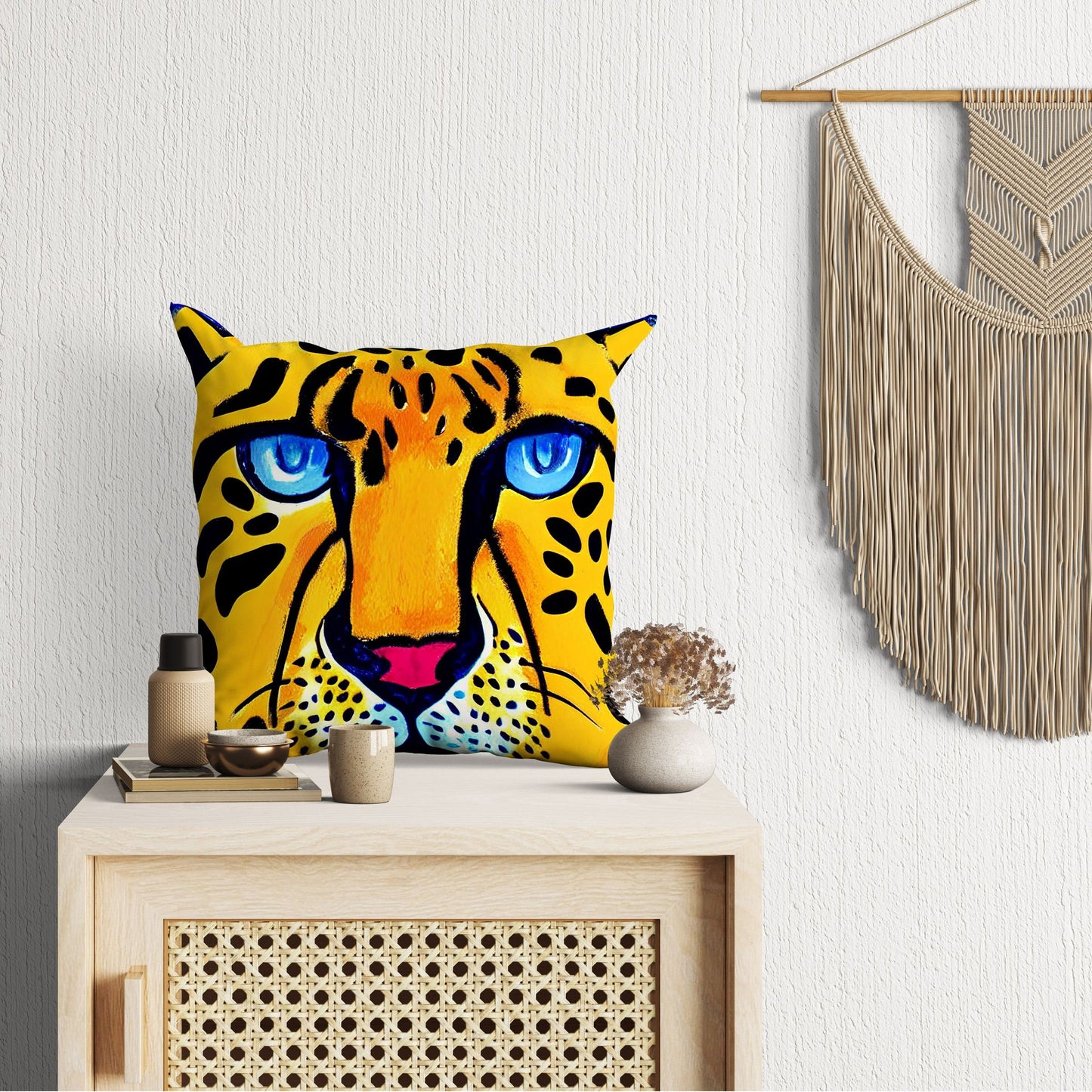 Modern Art African Wildlife Cheetah Tapestry Pillows, Abstract Throw Pillow, Art Pillow, Playroom Decor, Pillow Cases For Kids