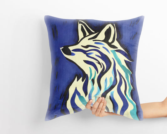 Watercolor Art Wildlife Wolf Toss Pillow, Abstract Art Pillow, Artist Pillow, Colorful Pillow Case, Beautiful Pillow, 20X20 Pillow Cover